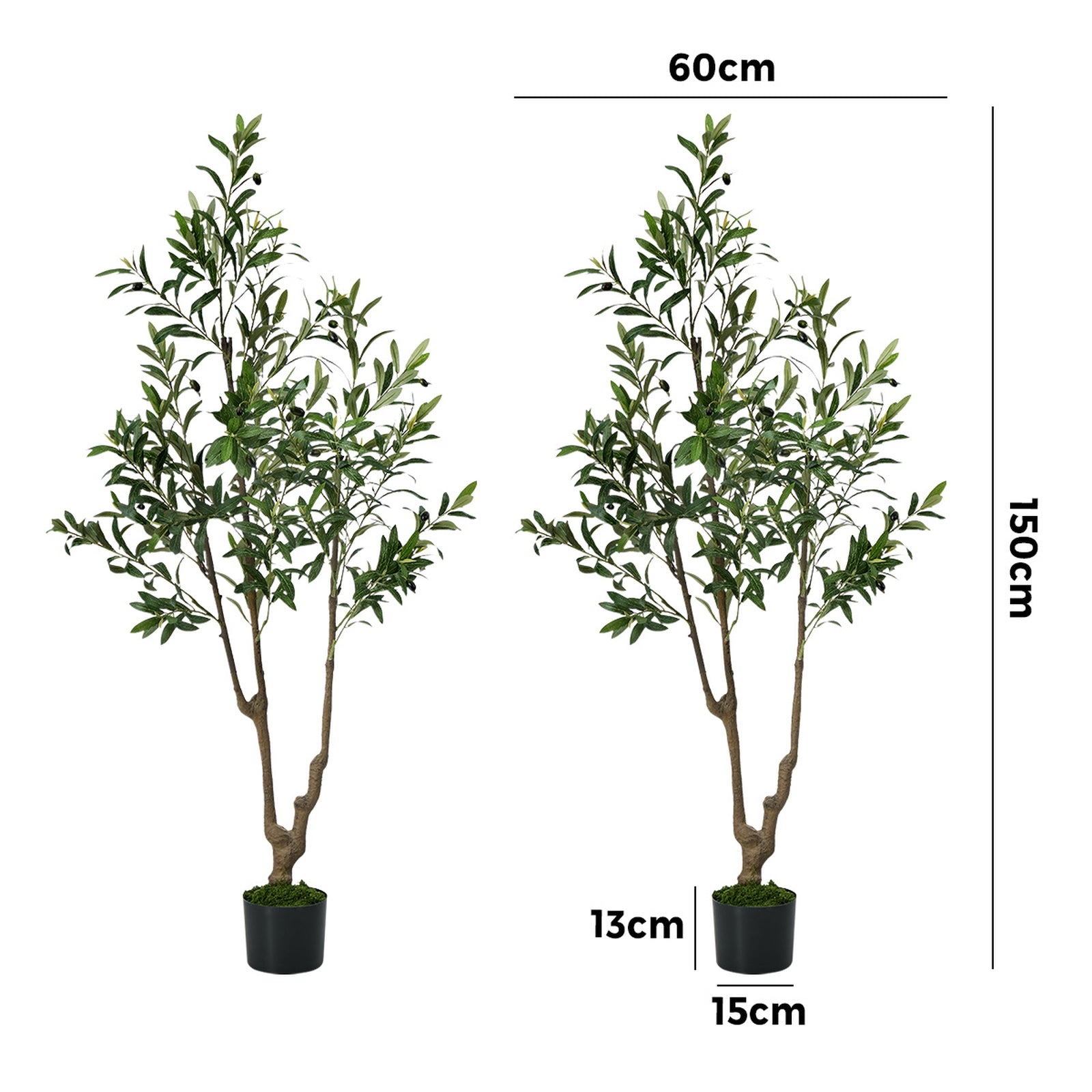 Livsip 2 Pack Artificial Olive Tree 150cm Realistic Potted Faux Plant Home Decor
