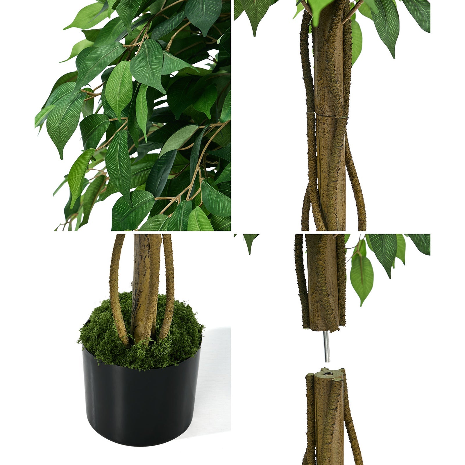 Livsip 2 Pack Artificial Ficus Tree 180cm Realistic Potted Faux Plant Home Decor