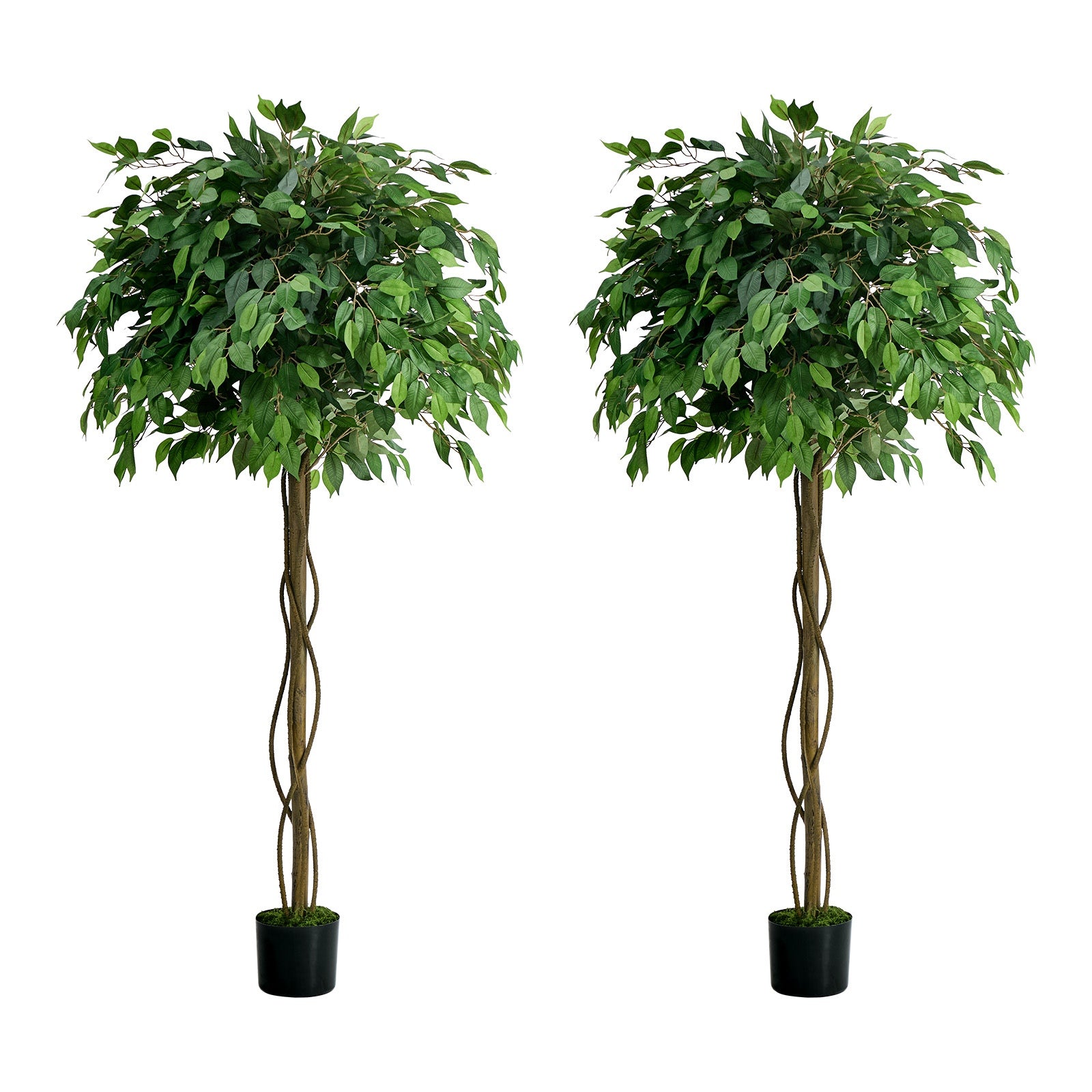 Livsip 2 Pack Artificial Ficus Tree 180cm Realistic Potted Faux Plant Home Decor