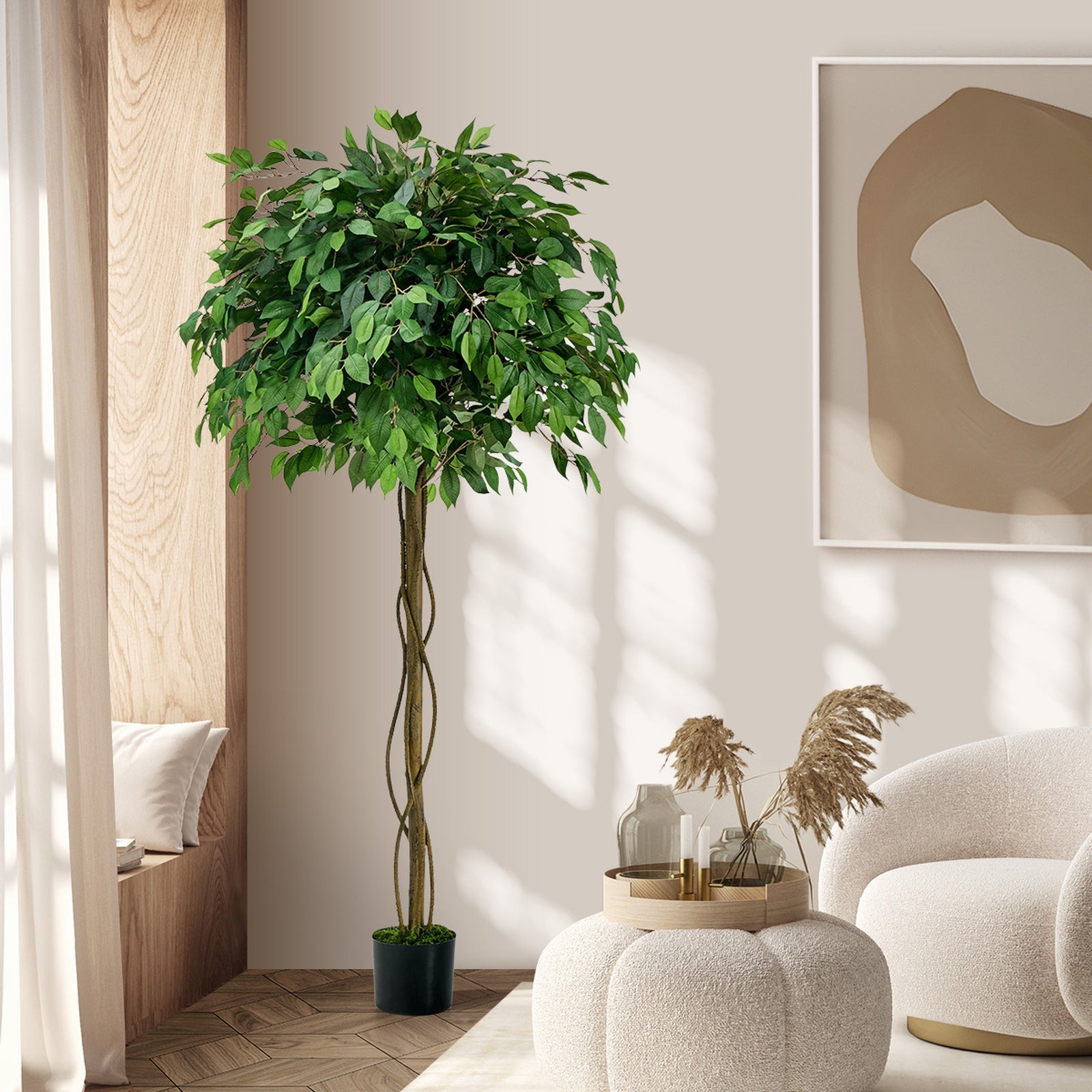 Livsip 180cm Artificial Ficus Tree Realistic Potted Faux Plant Home Decor