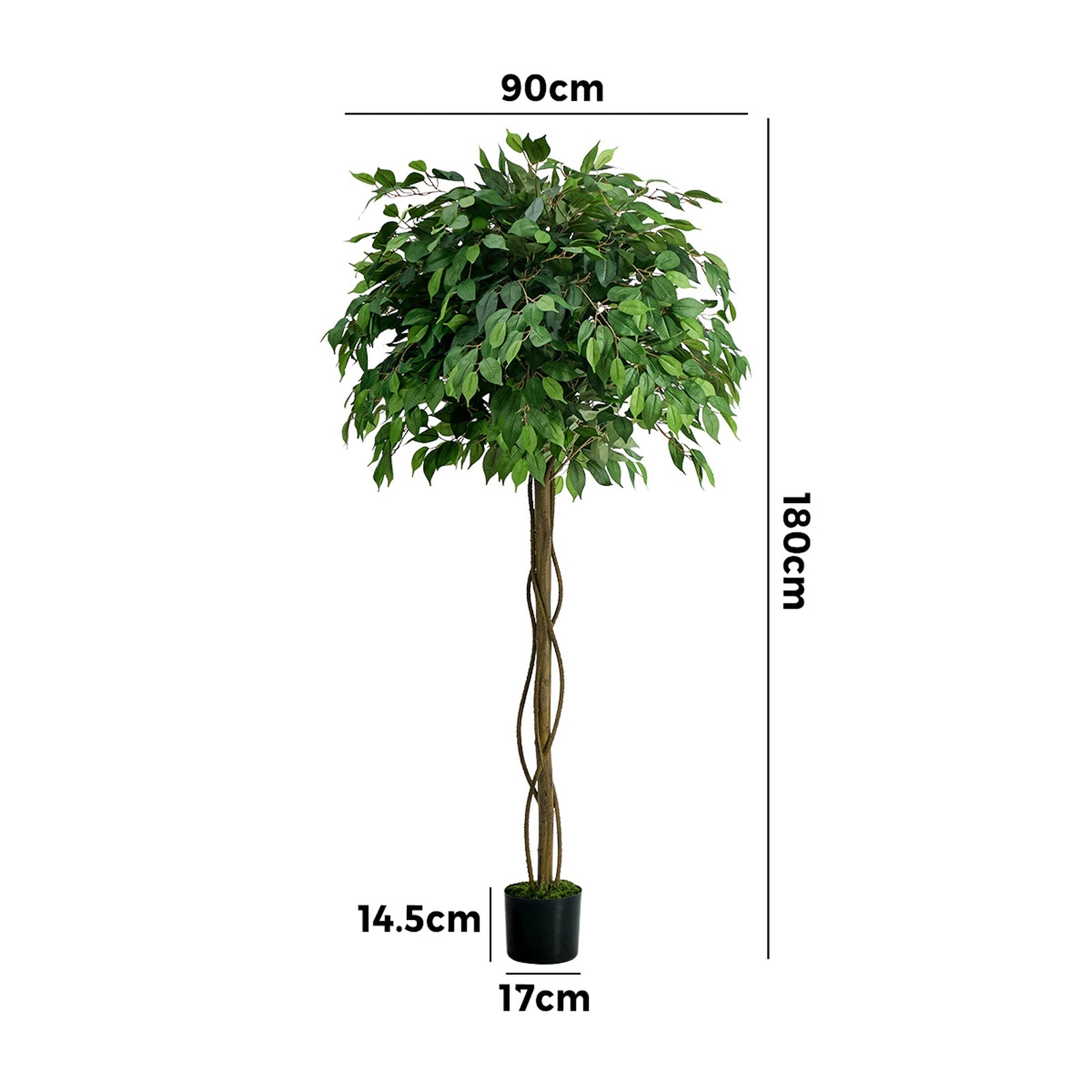 Livsip 180cm Artificial Ficus Tree Realistic Potted Faux Plant Home Decor