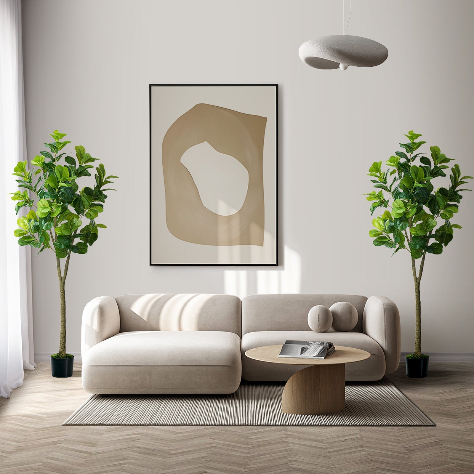 Livsip 2 Pack Artificial Fiddle Leaf Fig Tree 150cm Potted Faux Plant Home Decor