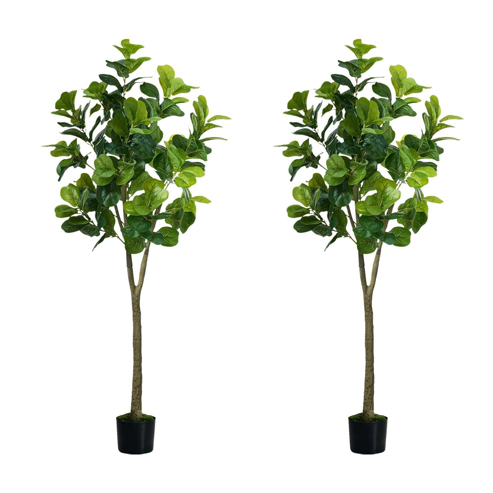 Livsip 2 Pack Artificial Fiddle Leaf Fig Tree 150cm Potted Faux Plant Home Decor