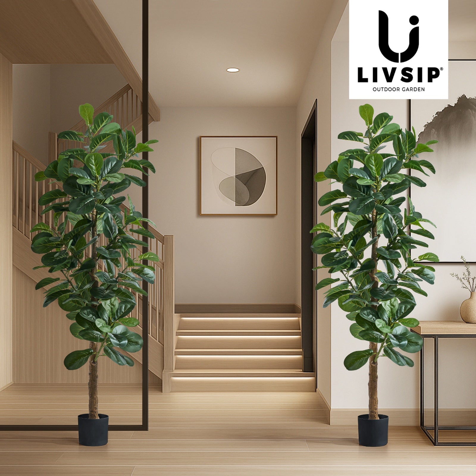 Livsip 2x Artificial Fiddle Leaf Fig Tree Lifelike Faux Plants Home Decor 180cm - Sunyee