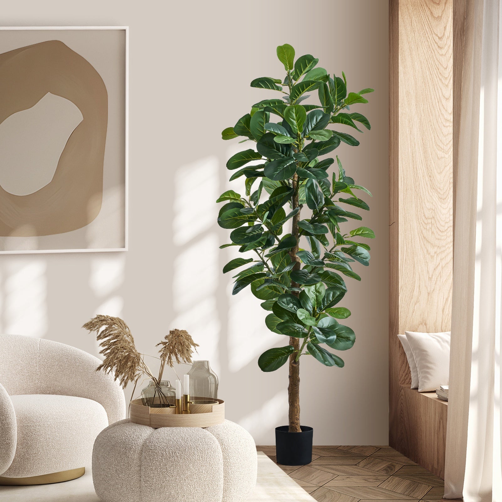 Livsip 180cm Artificial Fiddle Leaf Fig Tree Lifelike Faux Plants Home Decor - Sunyee