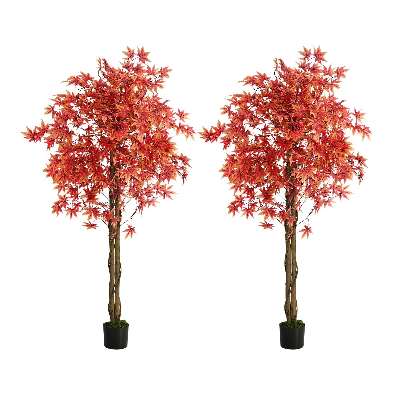 Livsip 2 Pack Artificial Red Maple Tree 180cm Potted Faux Plant Home Decor