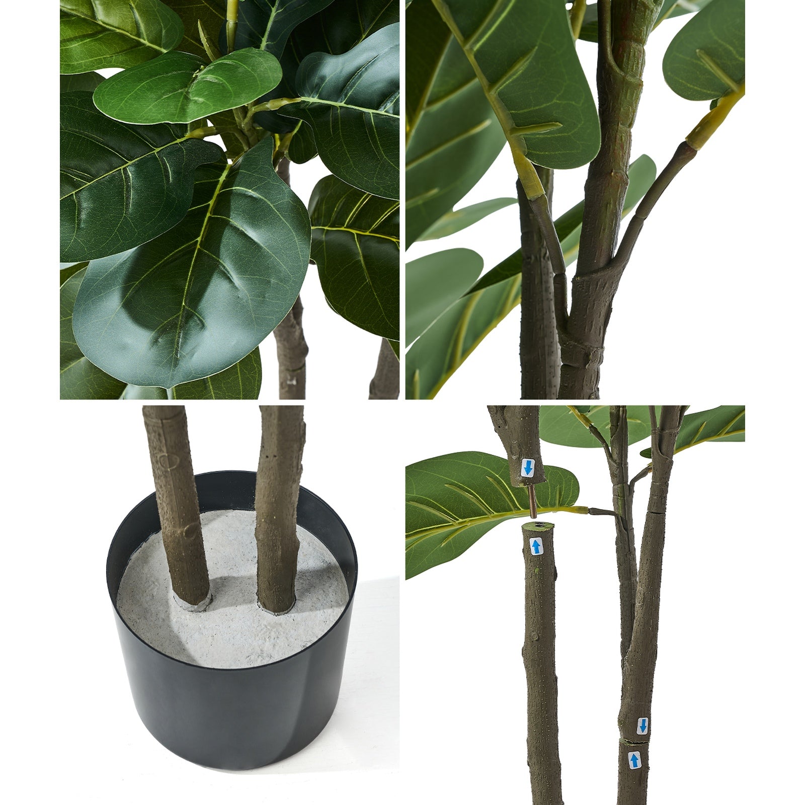 Livsip 2x Artificial Fiddle Leaf Fig Tree Lifelike Faux Plants Home Decor 150cm - Sunyee