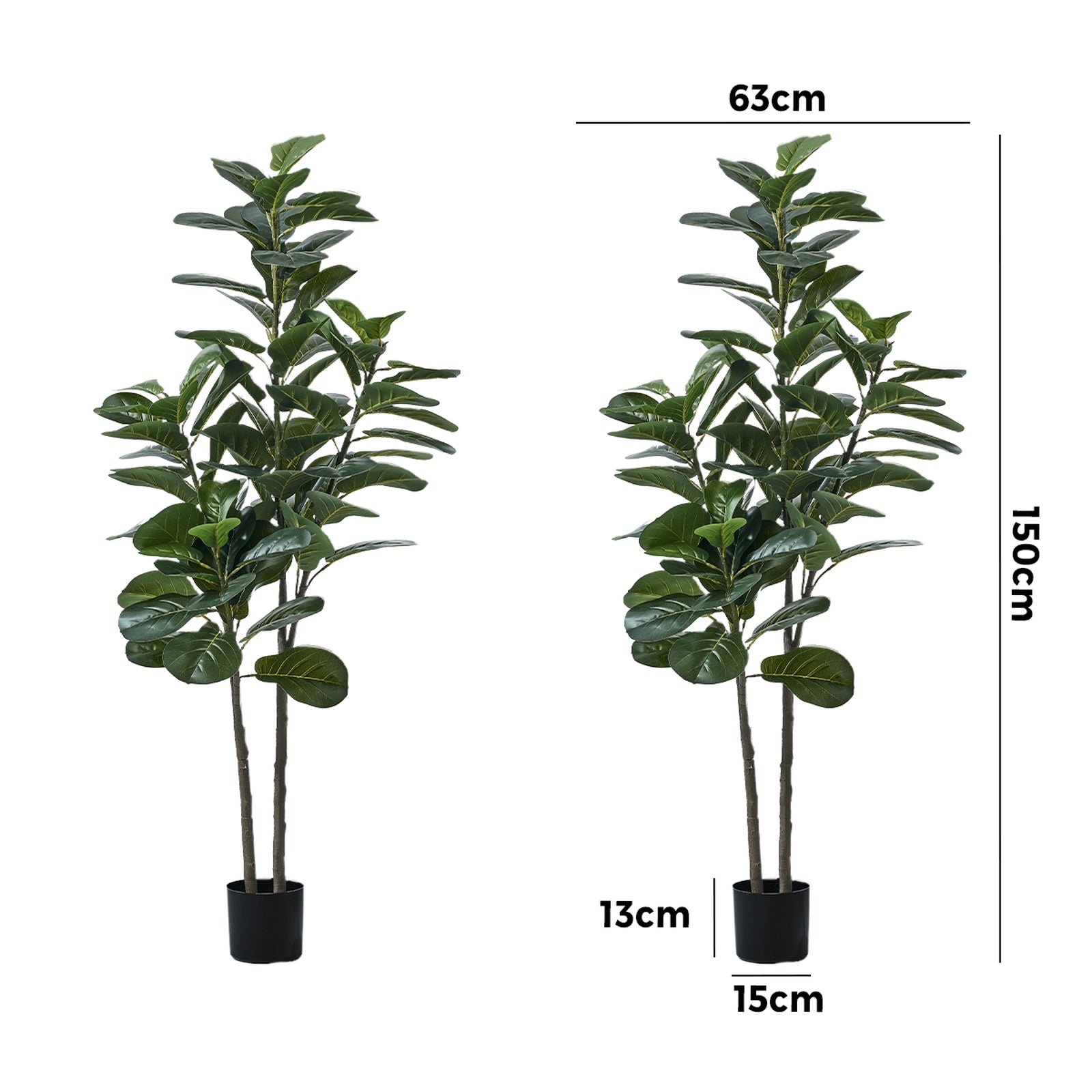 Livsip 2x Artificial Fiddle Leaf Fig Tree Lifelike Faux Plants Home Decor 150cm - Sunyee