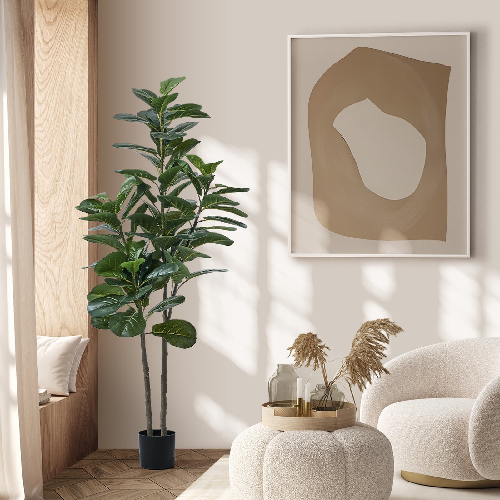 Livsip 150cm Artificial Fiddle Leaf Fig Tree Lifelike Faux Plants Home Decor - Sunyee