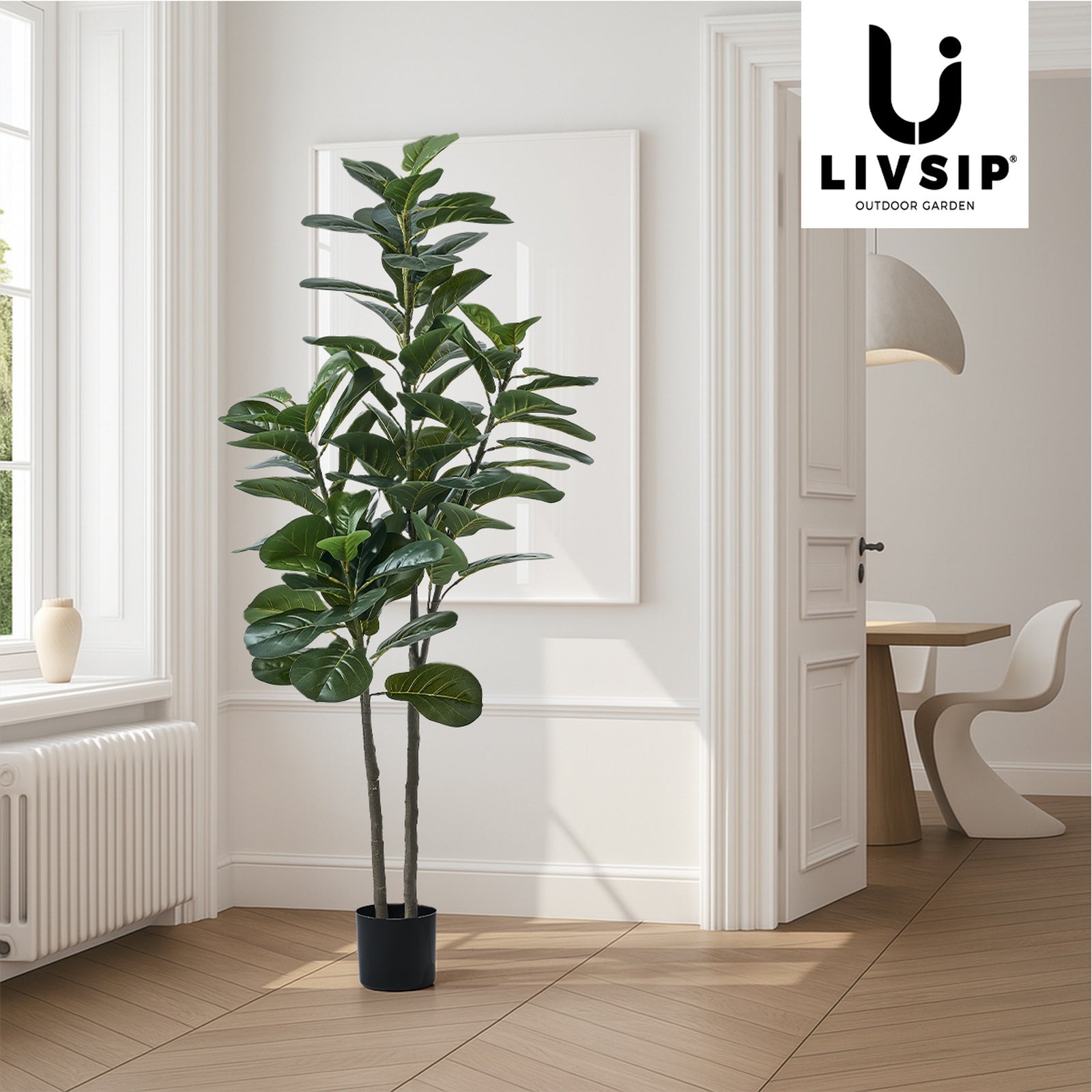 Livsip 150cm Artificial Fiddle Leaf Fig Tree Lifelike Faux Plants Home Decor - Sunyee