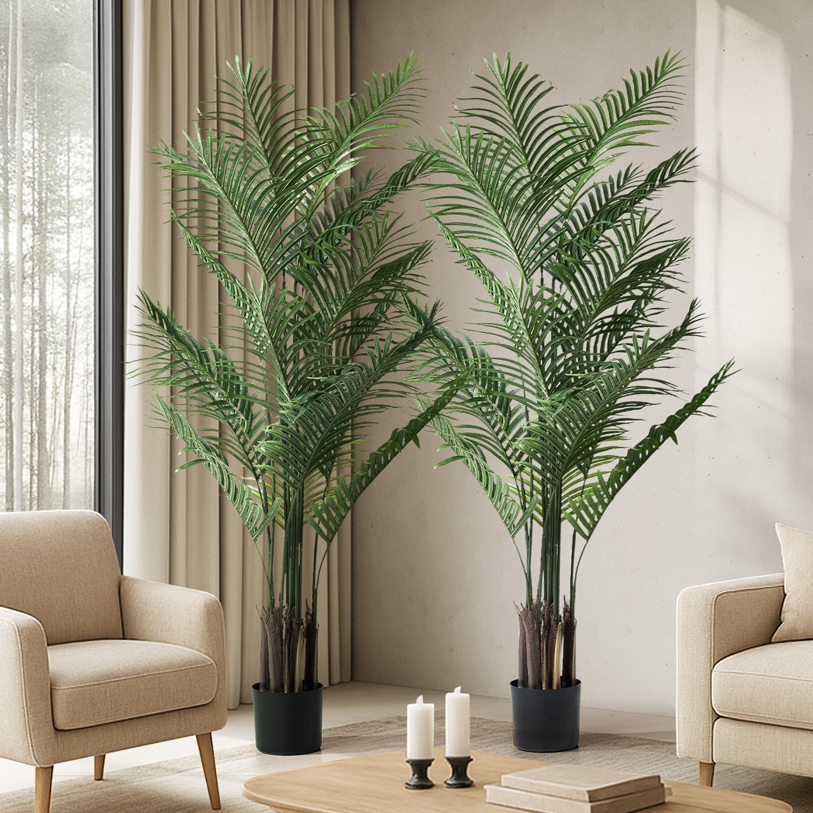 Livsip 2PCS Artificial Potted Plants Lifelike Fake Tree Home Decor 150-210cm - Sunyee