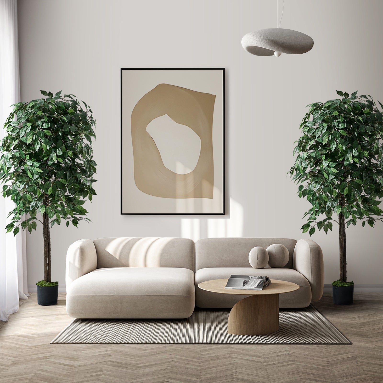 Livsip 2 Pack Artificial Ficus Tree Faux Potted Plants Home Garden Decor 180cm - Sunyee