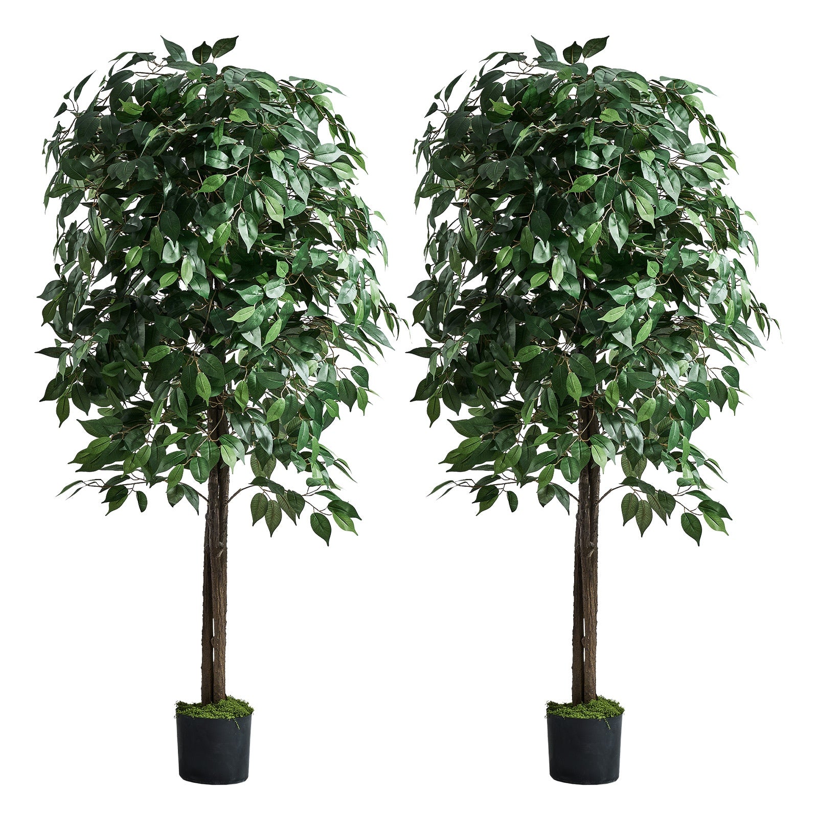 Livsip 2 Pack Artificial Ficus Tree Faux Potted Plants Home Garden Decor 180cm - Sunyee