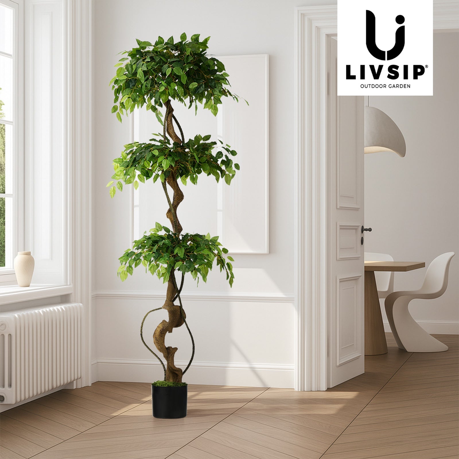 Livsip 180cm Artificial Ficus Tree Large Twisted Ficus Faux Potted Plant - Sunyee