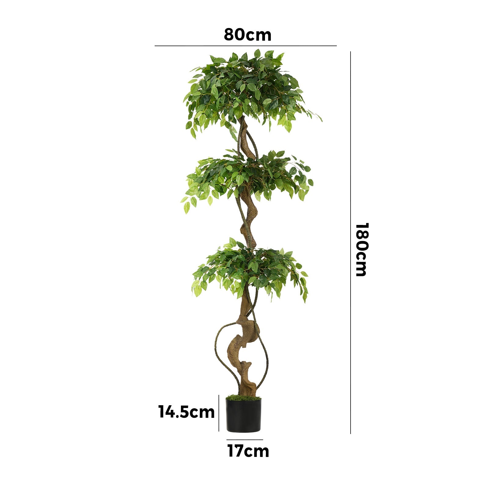 Livsip 180cm Artificial Ficus Tree Large Twisted Ficus Faux Potted Plant - Sunyee