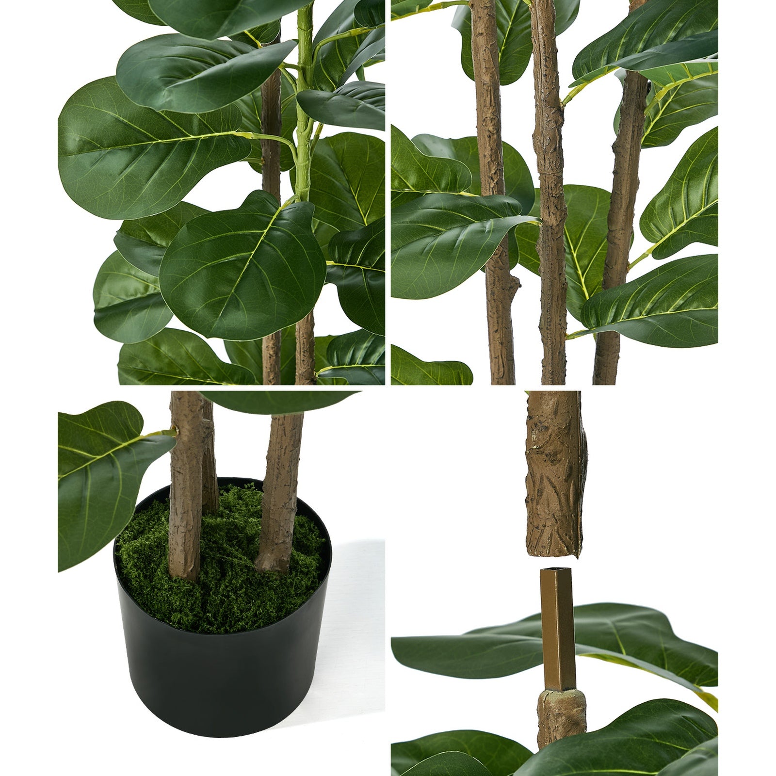 Livsip 2PCS Artificial Fiddle Leaf Fig Tree 180cm Lifelike Faux Potted Plants