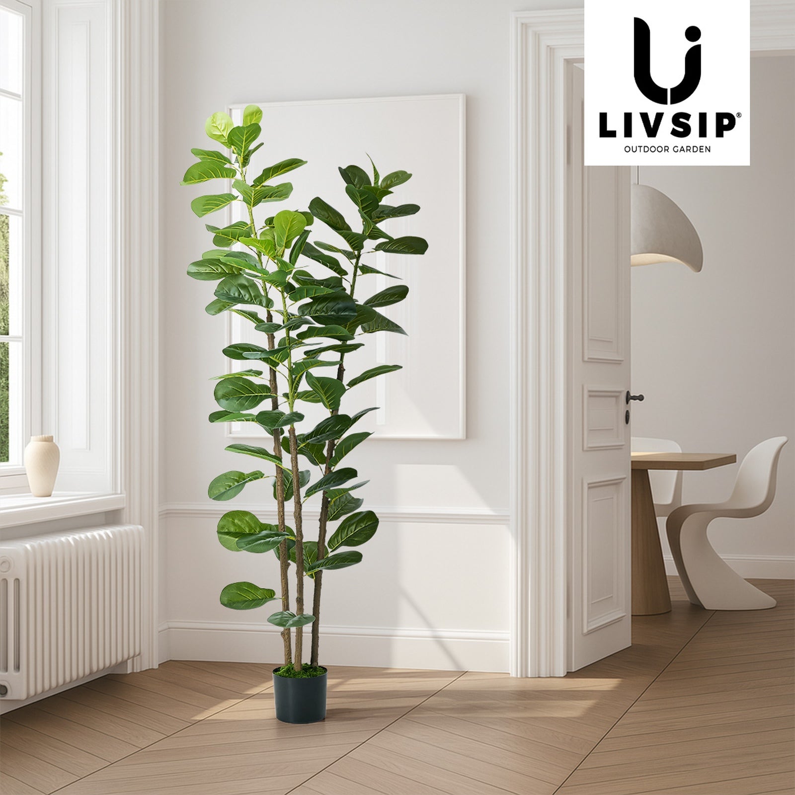 Livsip 180cm Artificial Fiddle Leaf Fig Tree Tall Potted Faux Plant Home Decor