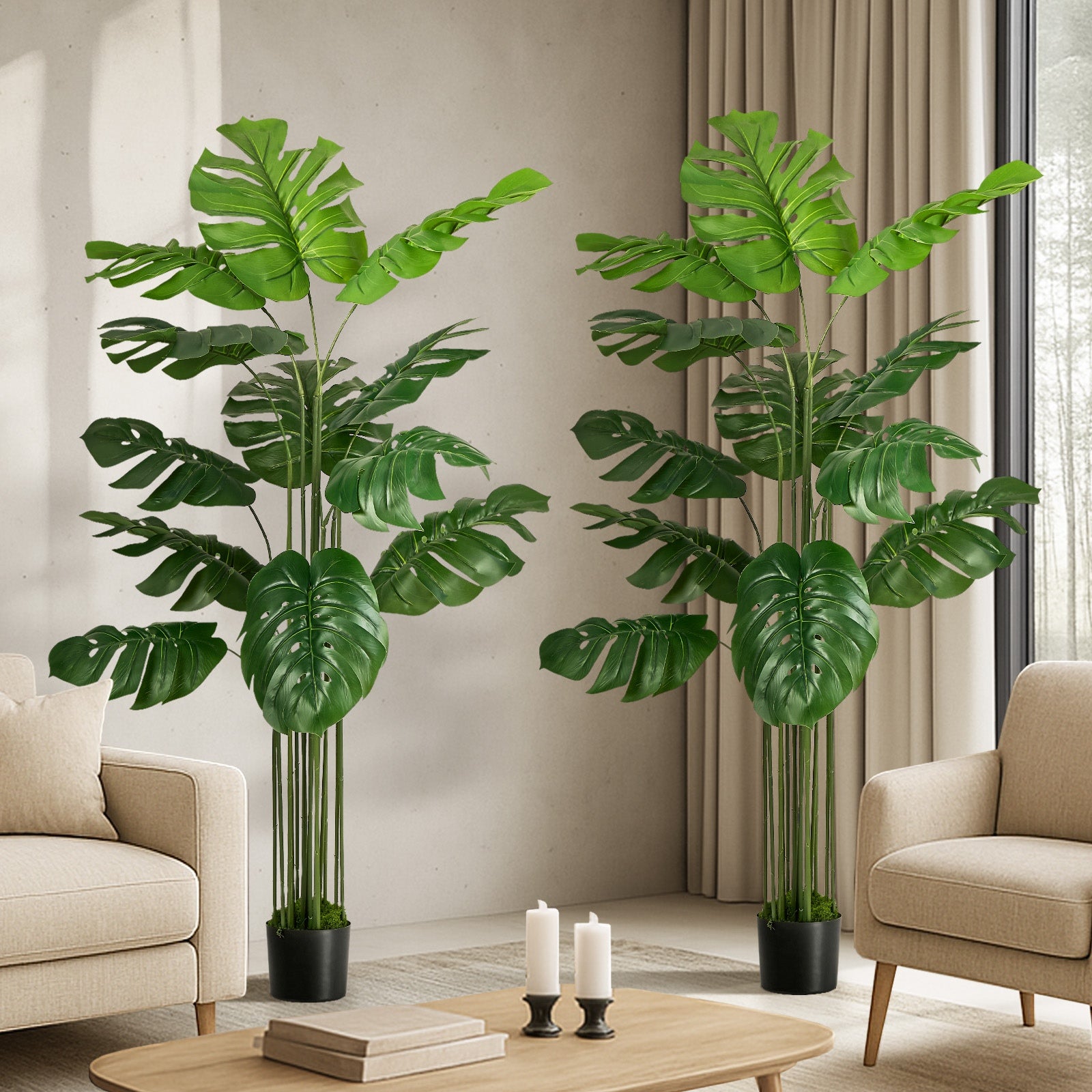 Livsip 2 Pack Artificial Tree 150cm Faux Monstera Deliciosa Plant Home Decor