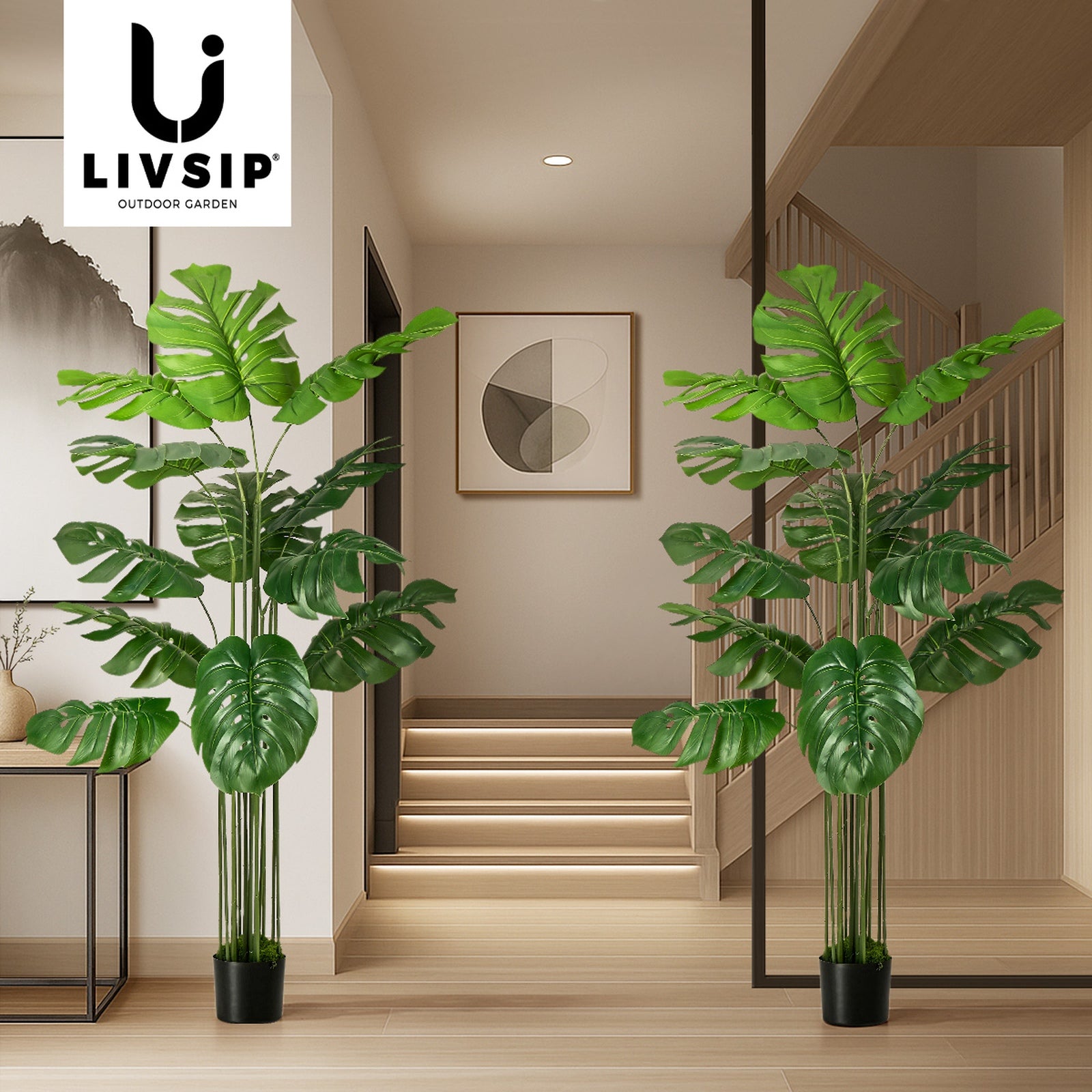 Livsip 2 Pack Artificial Tree 150cm Faux Monstera Deliciosa Plant Home Decor