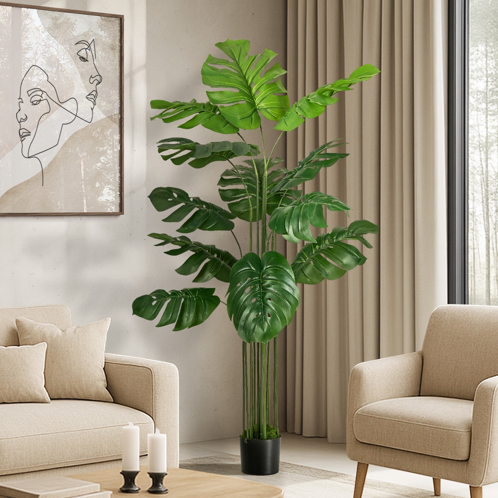 Livsip 150cm Artificial Monstera Deliciosa Plant Fake Tropical Tree Home Decor