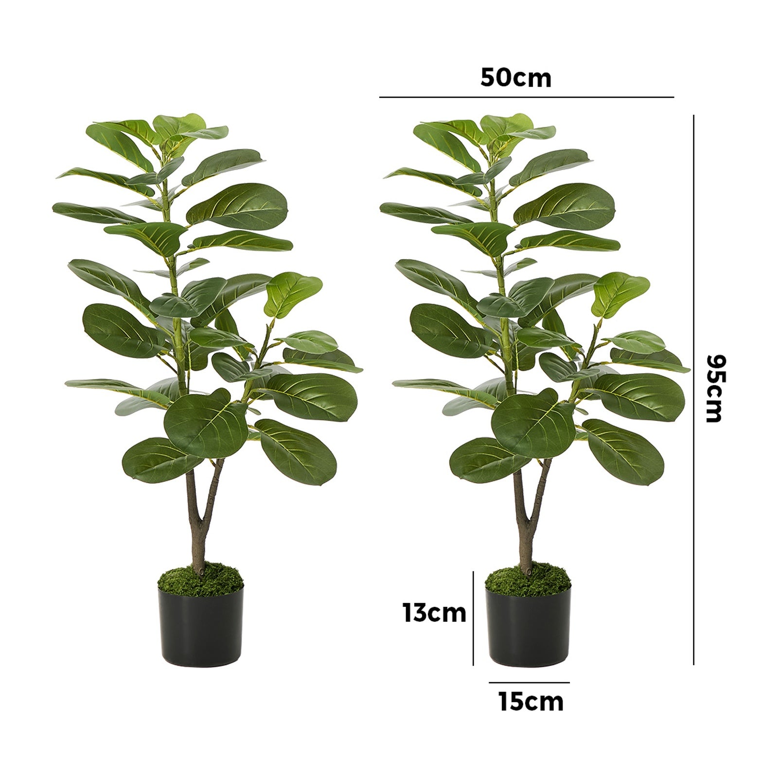 Livsip 2 Pack 95cm Artificial Fiddle Leaf Fig Tree Potted Faux Plant Home Decor