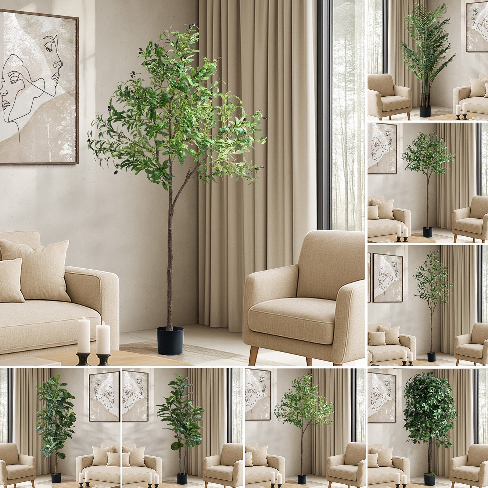 Livsip 150-210cm Artificial Potted Plants Lifelike Fake Tree Home Garden Decor - Sunyee