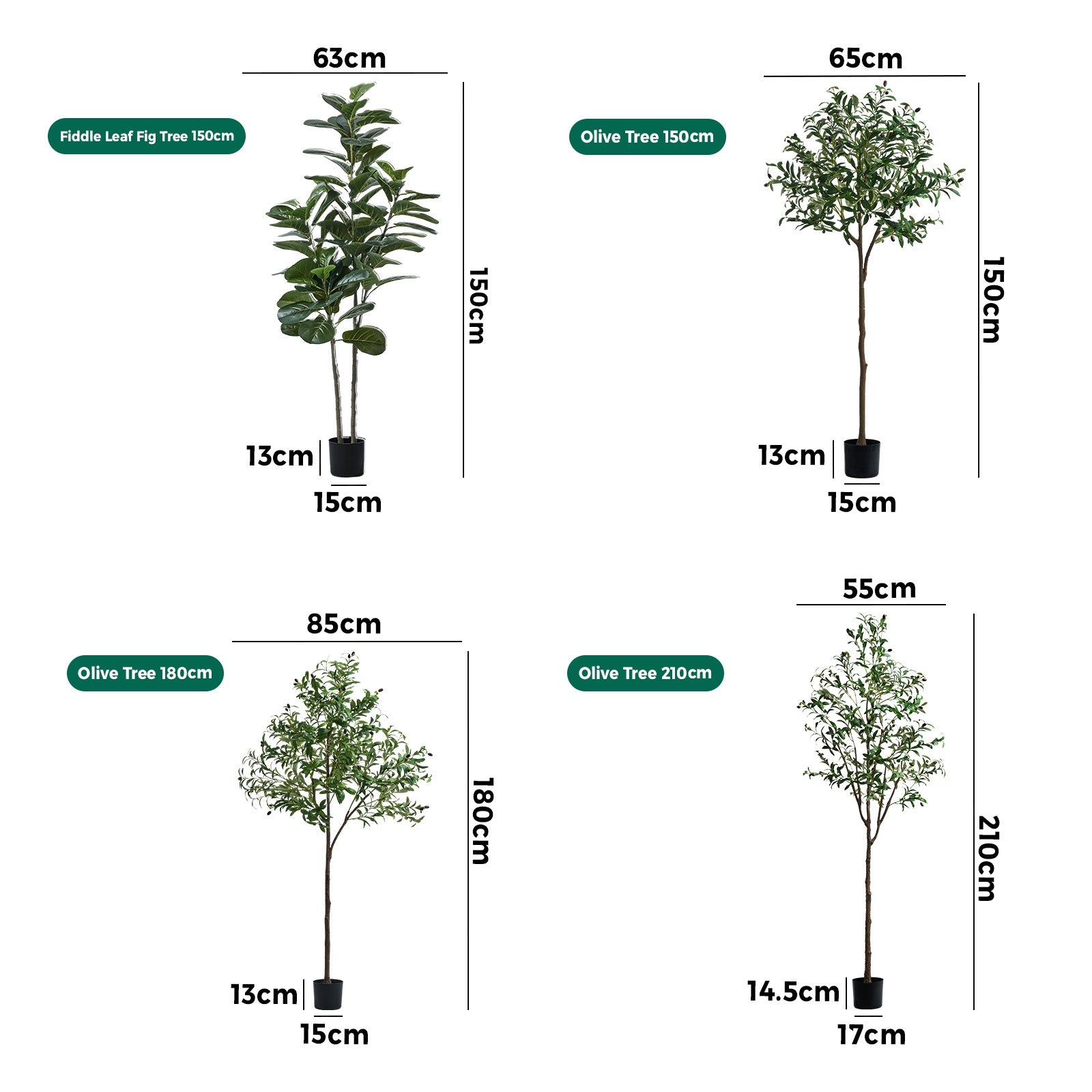 Livsip 150-210cm Artificial Potted Plants Lifelike Fake Tree Home Garden Decor - Sunyee