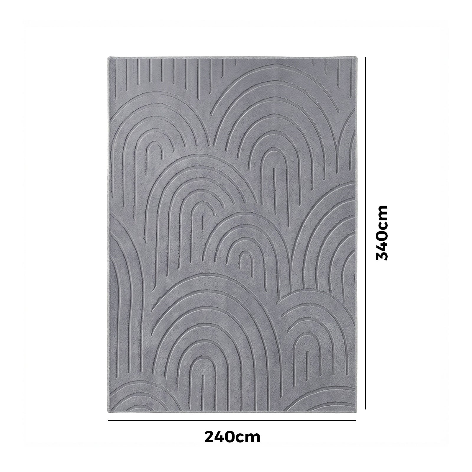 Oikiture Geometric Arch Jacquard Area Rug Modern Floor Carpet 240X340cm Grey