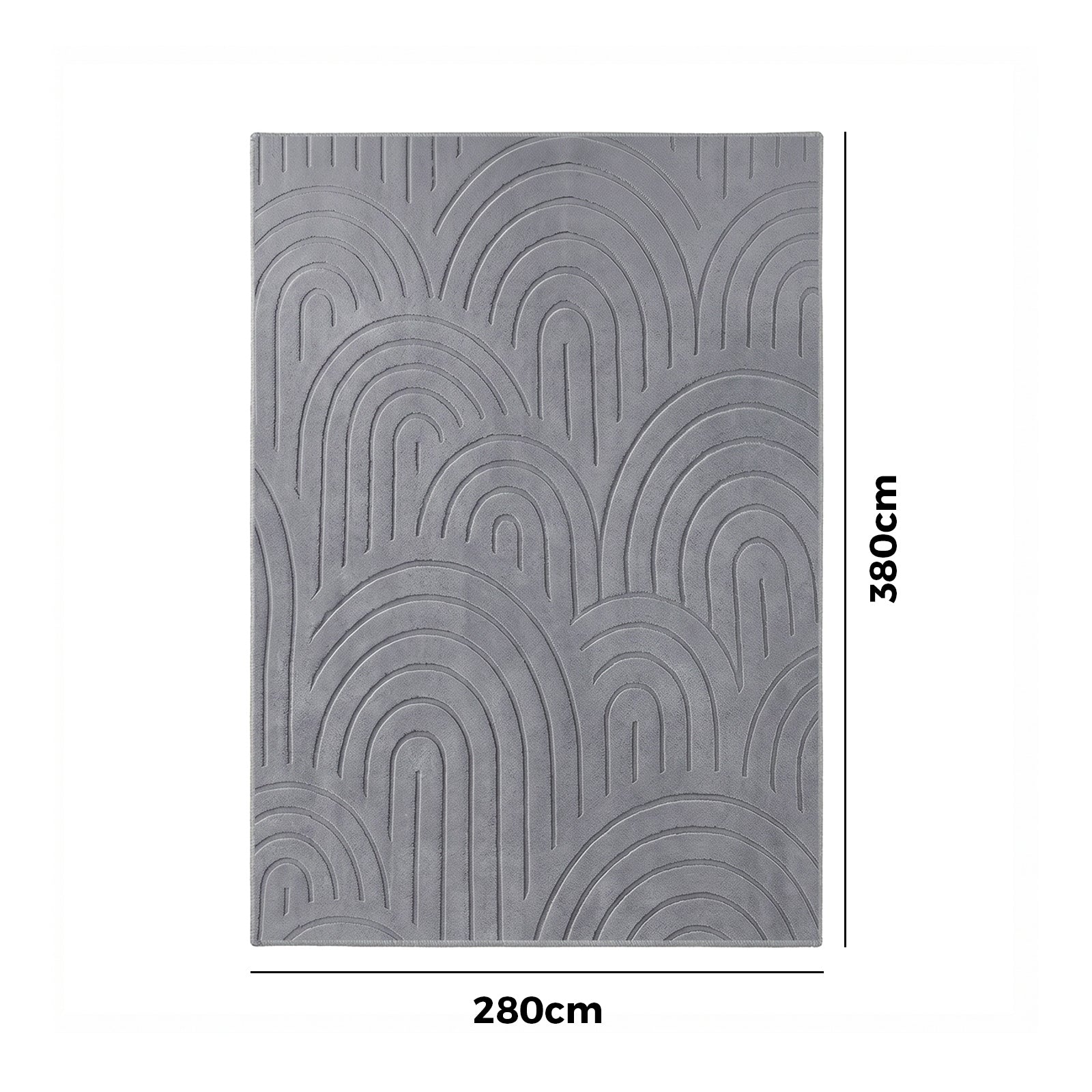 Oikiture Geometric Arch Jacquard Area Rug Modern Floor Carpet 280X380cm Grey
