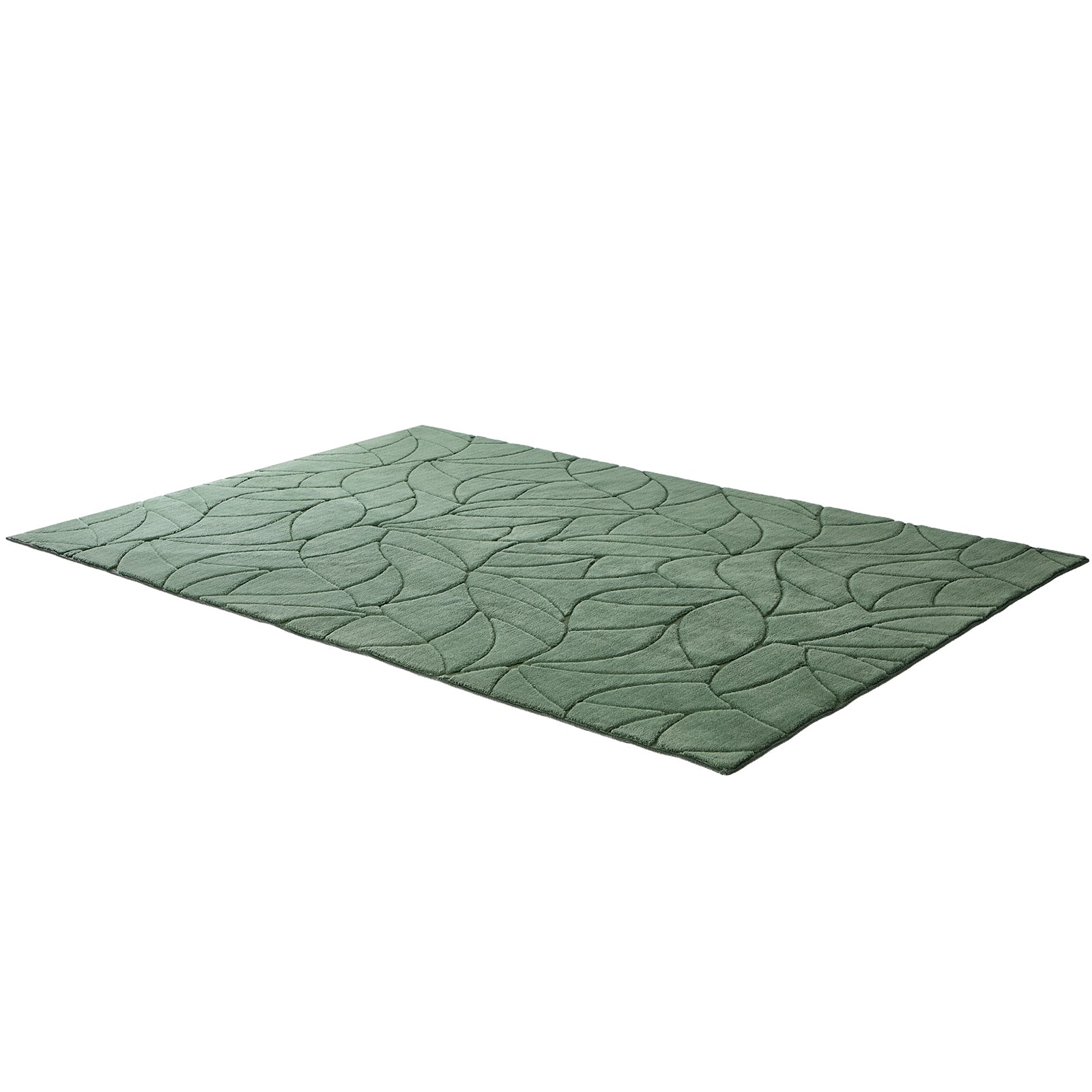 Oikiture Textured Leaf Jacquard Area Rug Floor Carpet Soft Decor 200X290cm Green