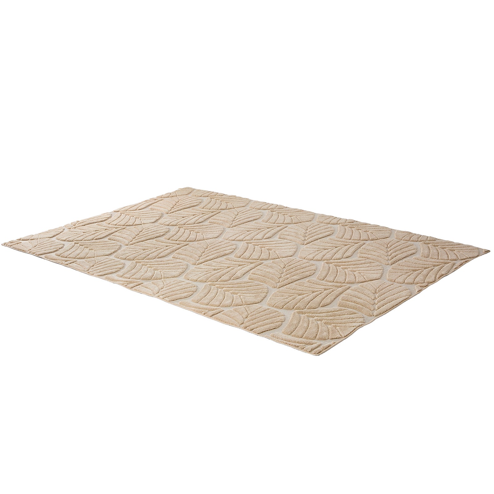 Oikiture Embossed Leaf Area Rug Jacquard Texture Floor Carpet 160X230cm Beige
