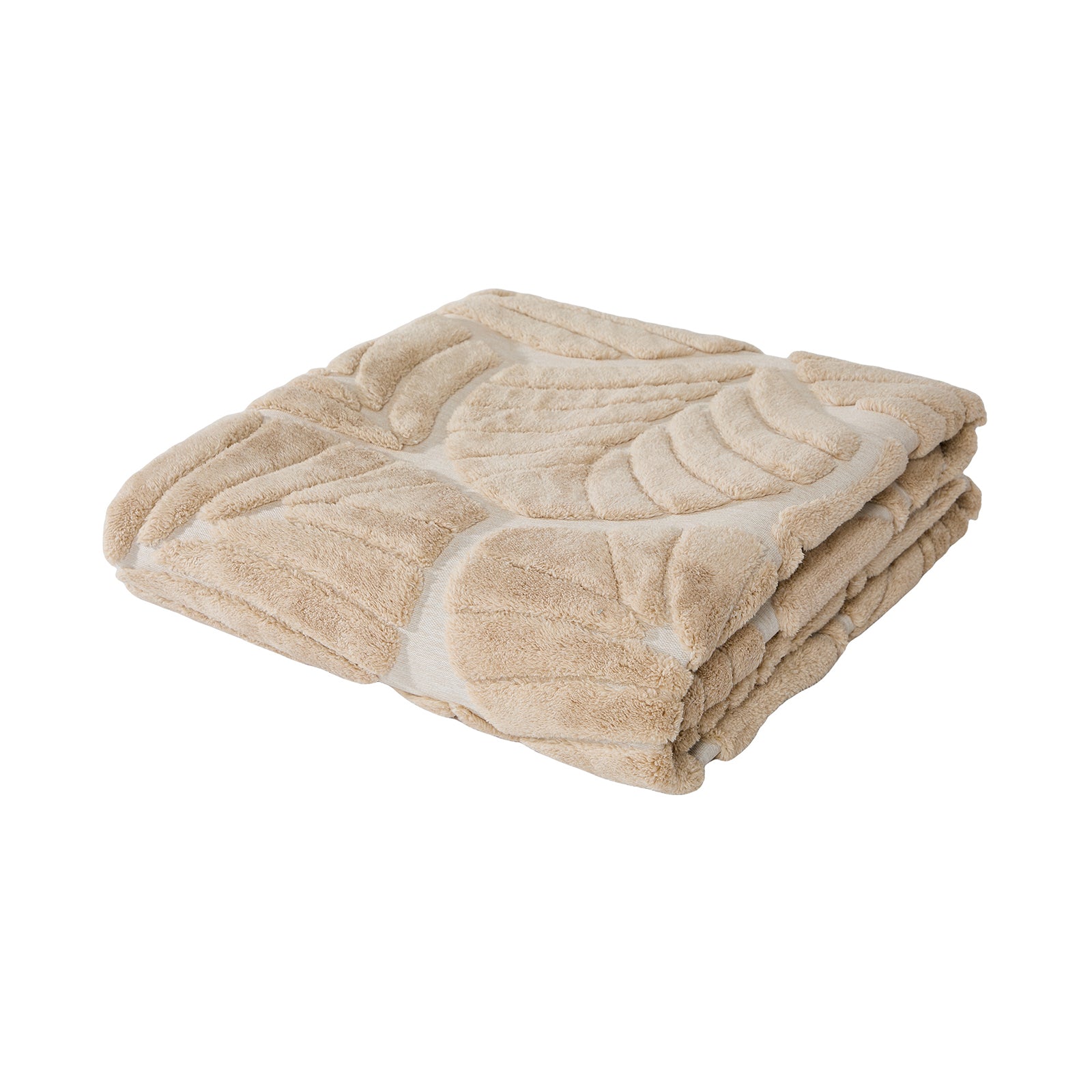 Oikiture Embossed Leaf Area Rug Jacquard Texture Floor Carpet 160X230cm Beige