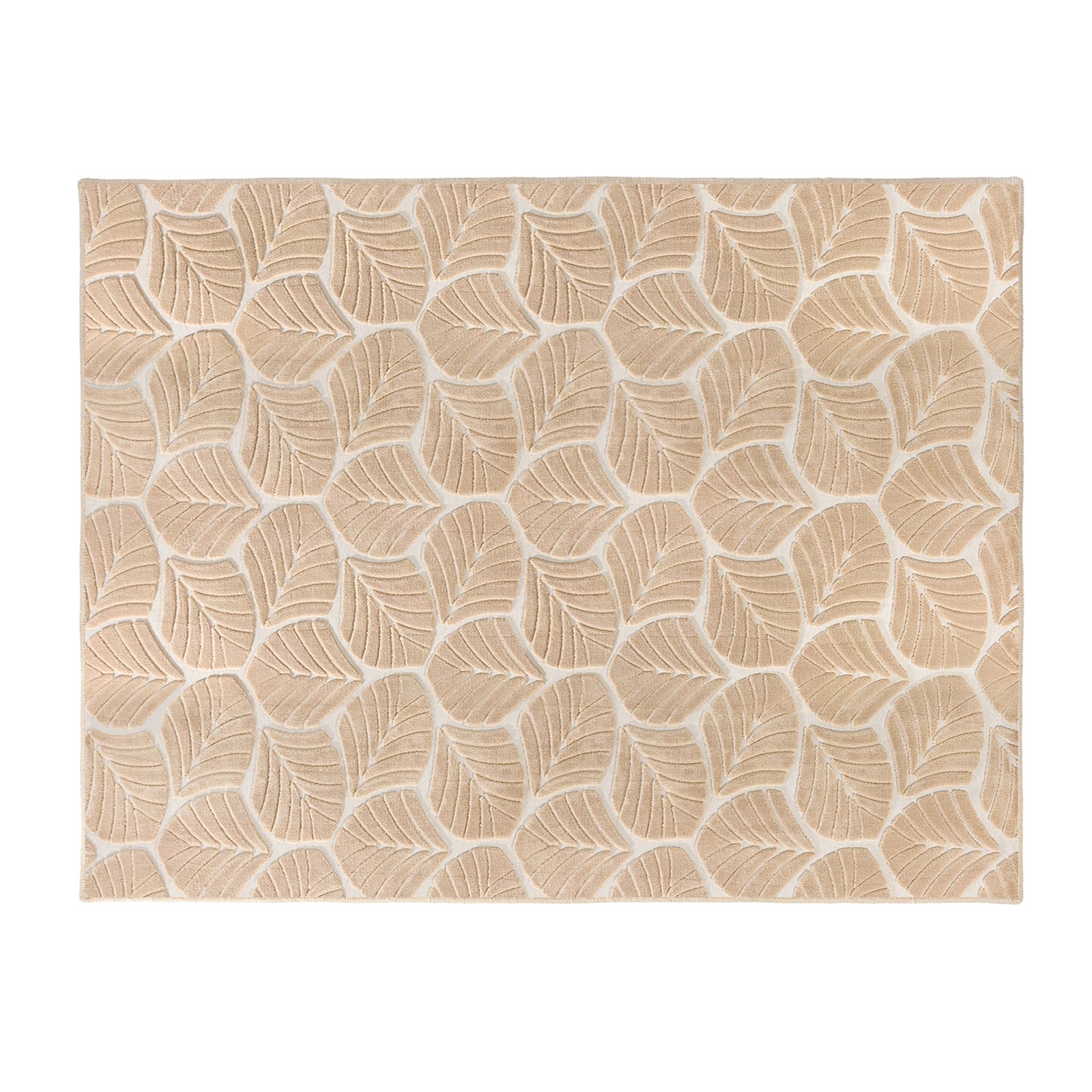 Oikiture Embossed Leaf Area Rug Jacquard Texture Floor Carpet 240X340cm Beige
