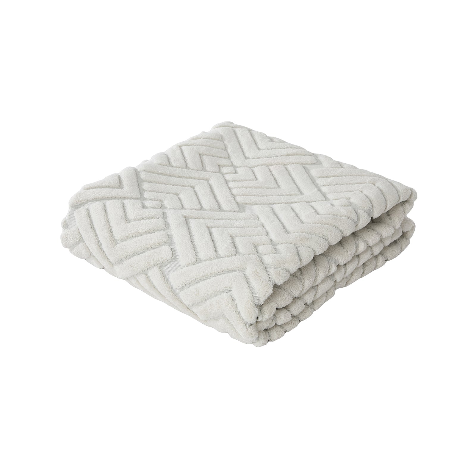 Oikiture Jacquard Area Rug Geometric Texture Floor Carpet 160X230cm Ivory Cream