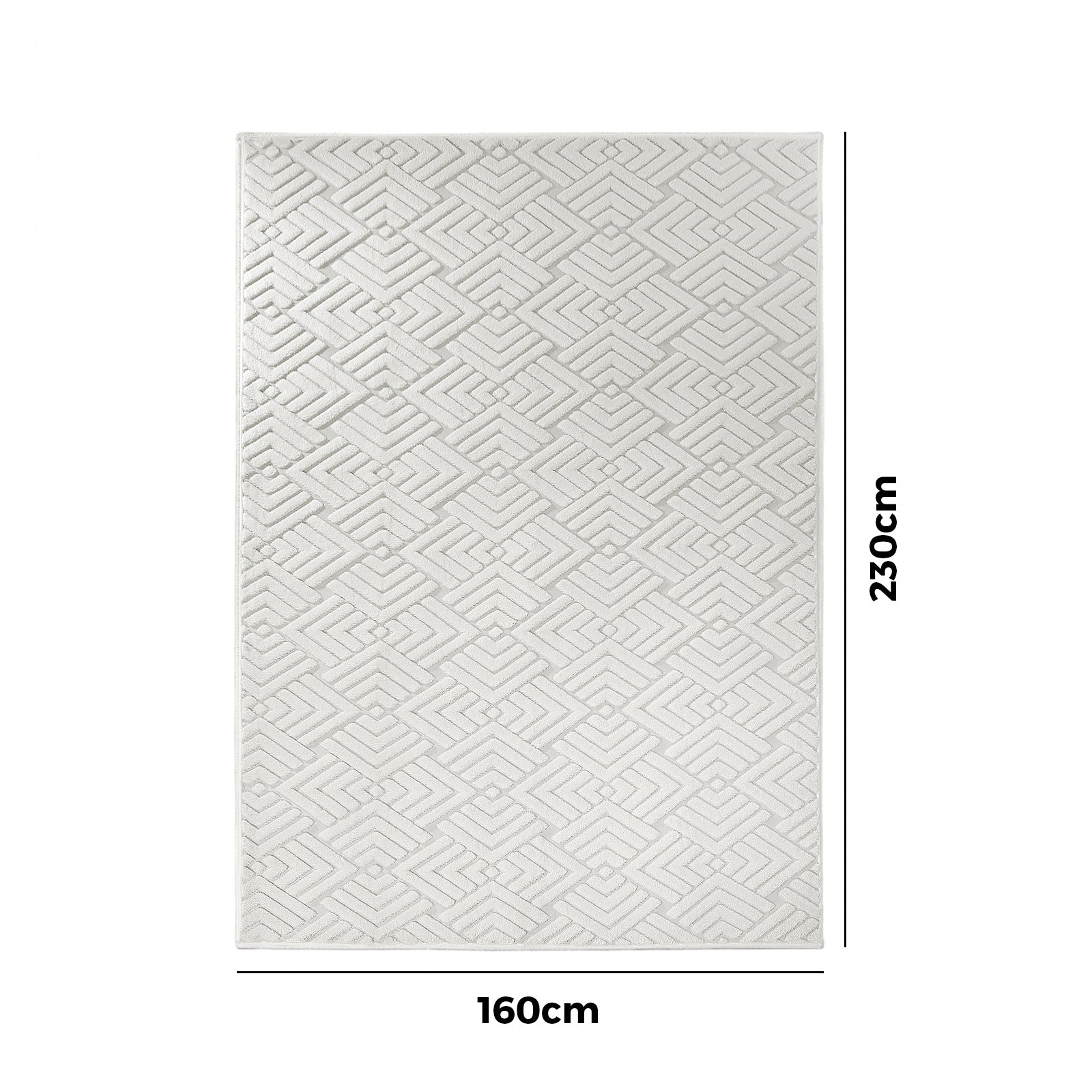 Oikiture Jacquard Area Rug Geometric Texture Floor Carpet 160X230cm Ivory Cream