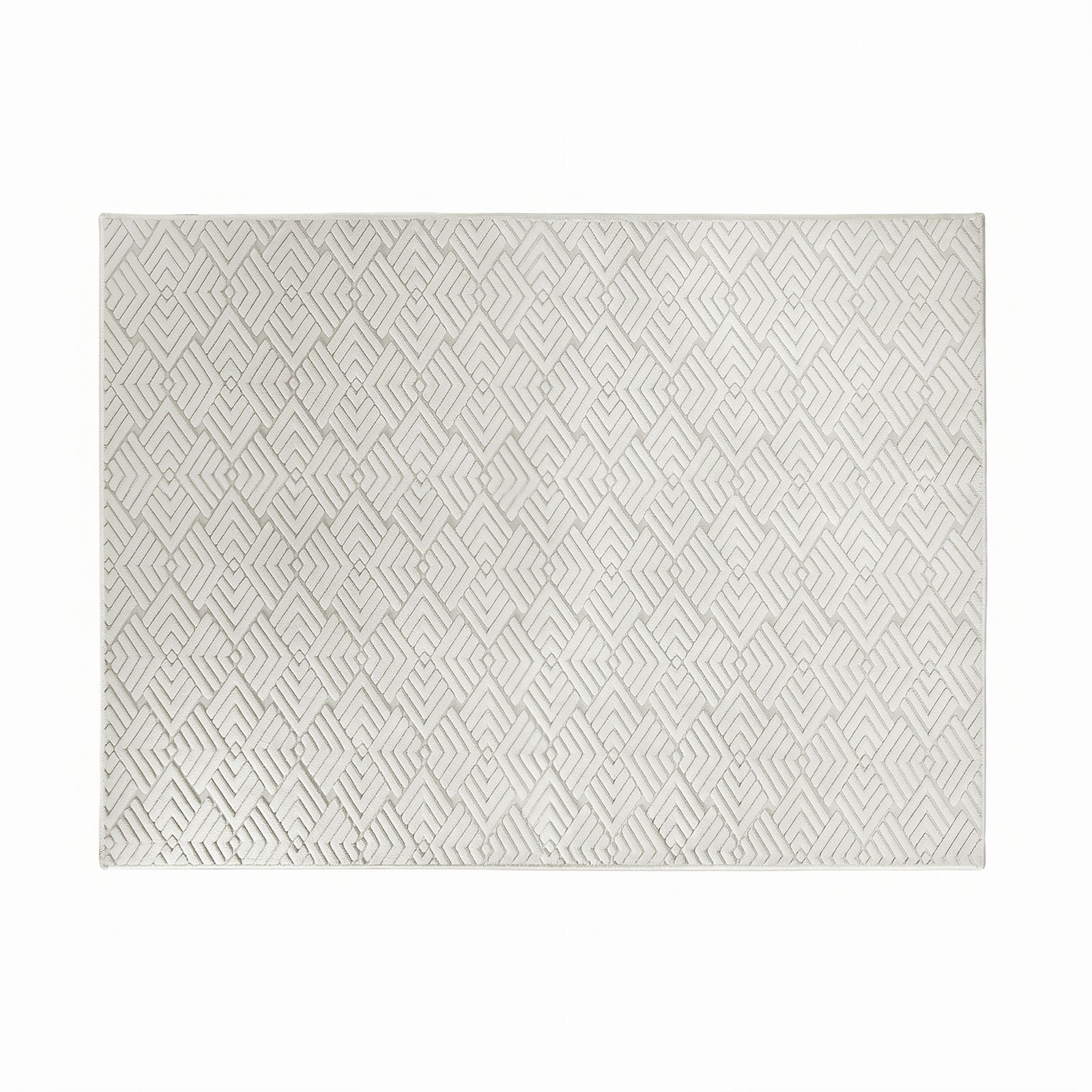 Oikiture Jacquard Area Rug Geometric Texture Floor Carpet 240X340cm Ivory Cream