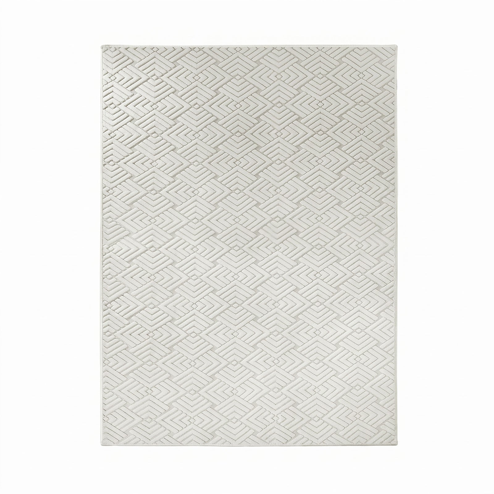 Oikiture Jacquard Area Rug Geometric Texture Floor Carpet 240X340cm Ivory Cream