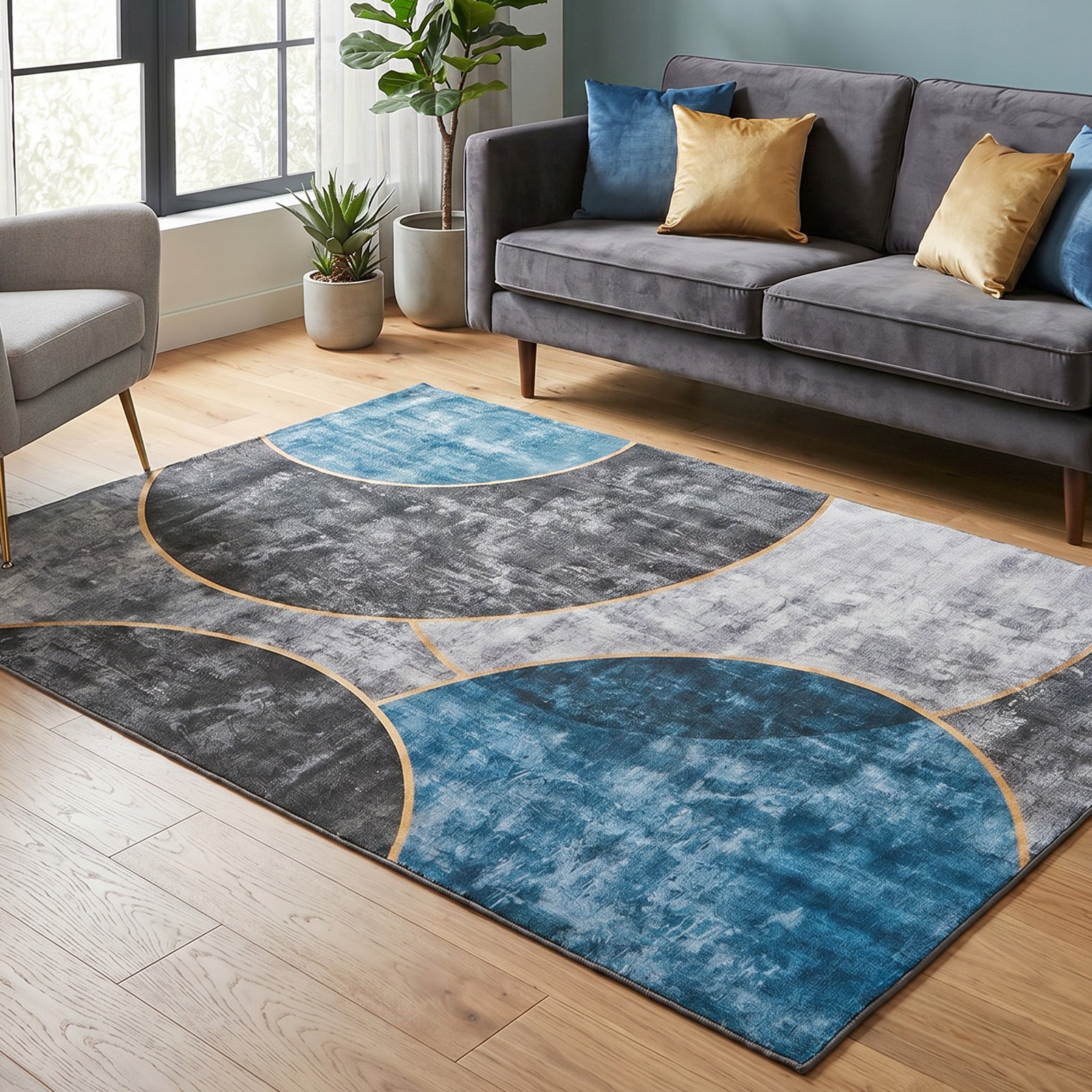 Oikiture Abstract Geometric Area Rug Washable Low Pile Carpet Decor 160X230cm