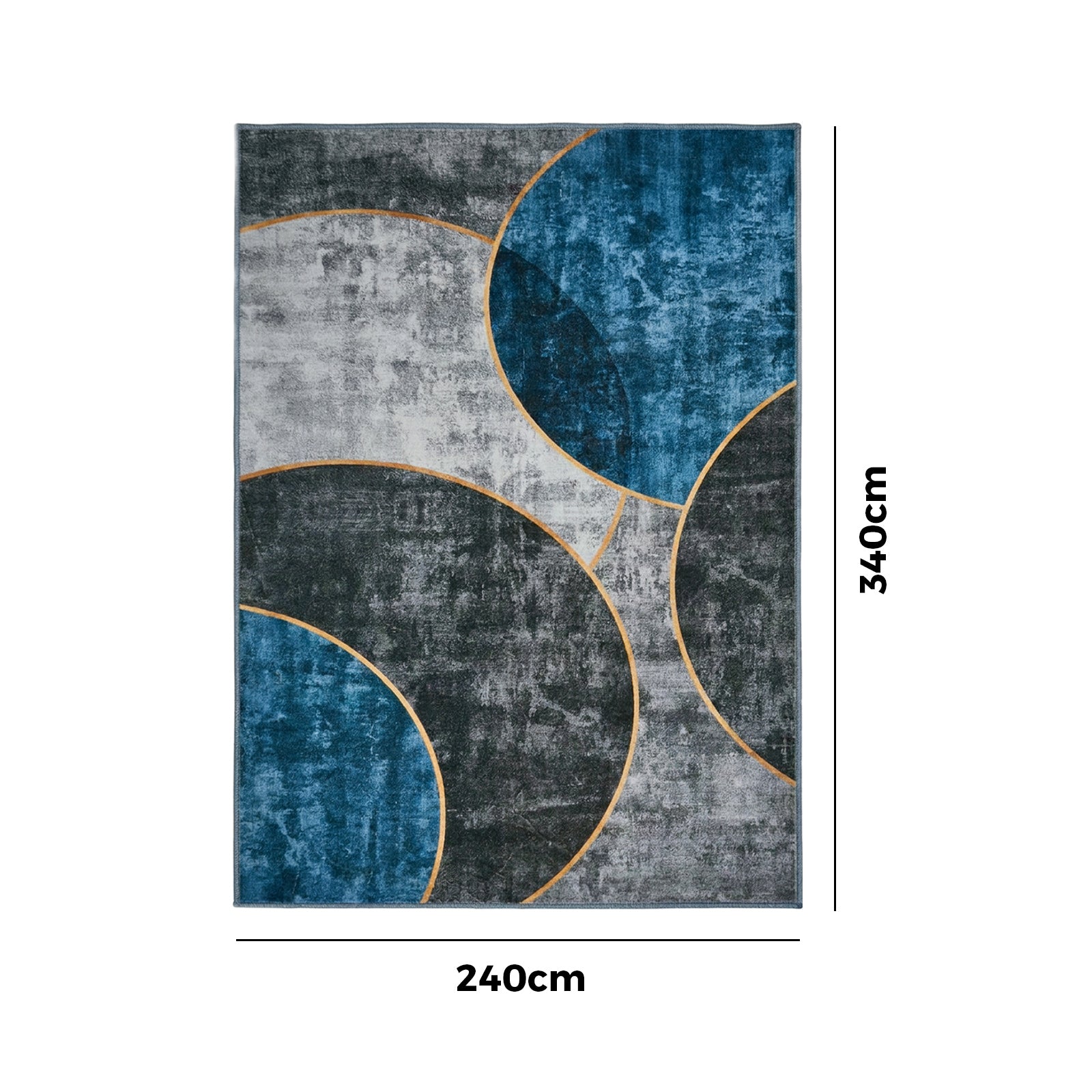 Oikiture Abstract Geometric Area Rug Washable Low Pile Carpet Decor 240X340cm