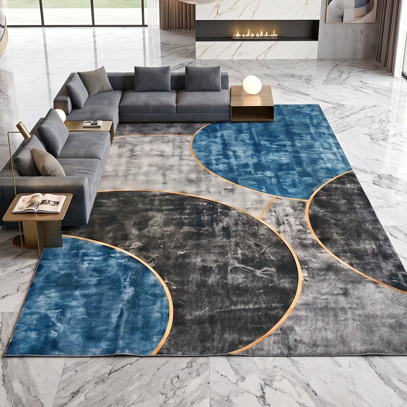 Oikiture Abstract Geometric Area Rug Washable Low Pile Carpet Decor 280X380cm