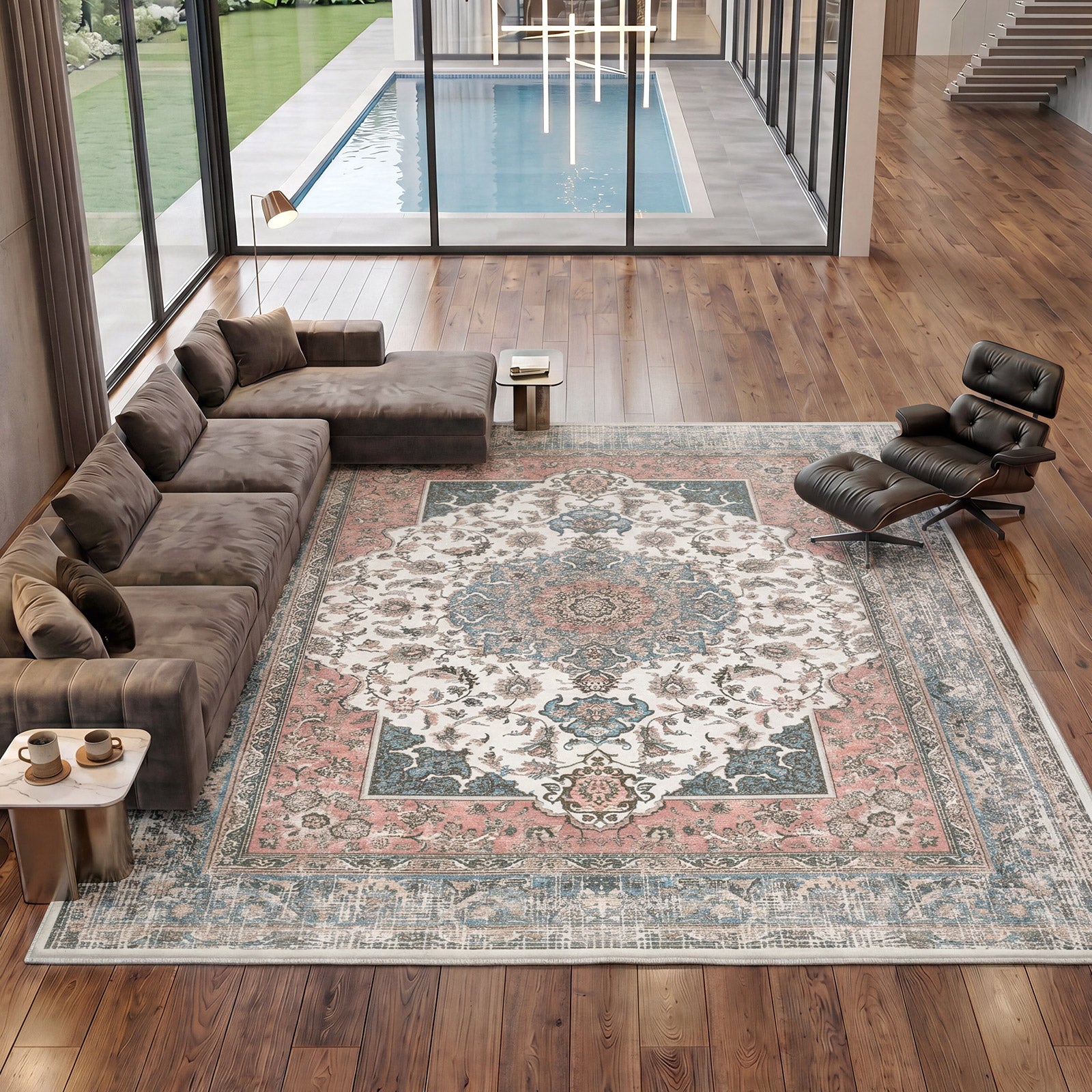 Oikiture Vintage Persian Area Rug Washable Soft Low Pile Carpet 280X380cm