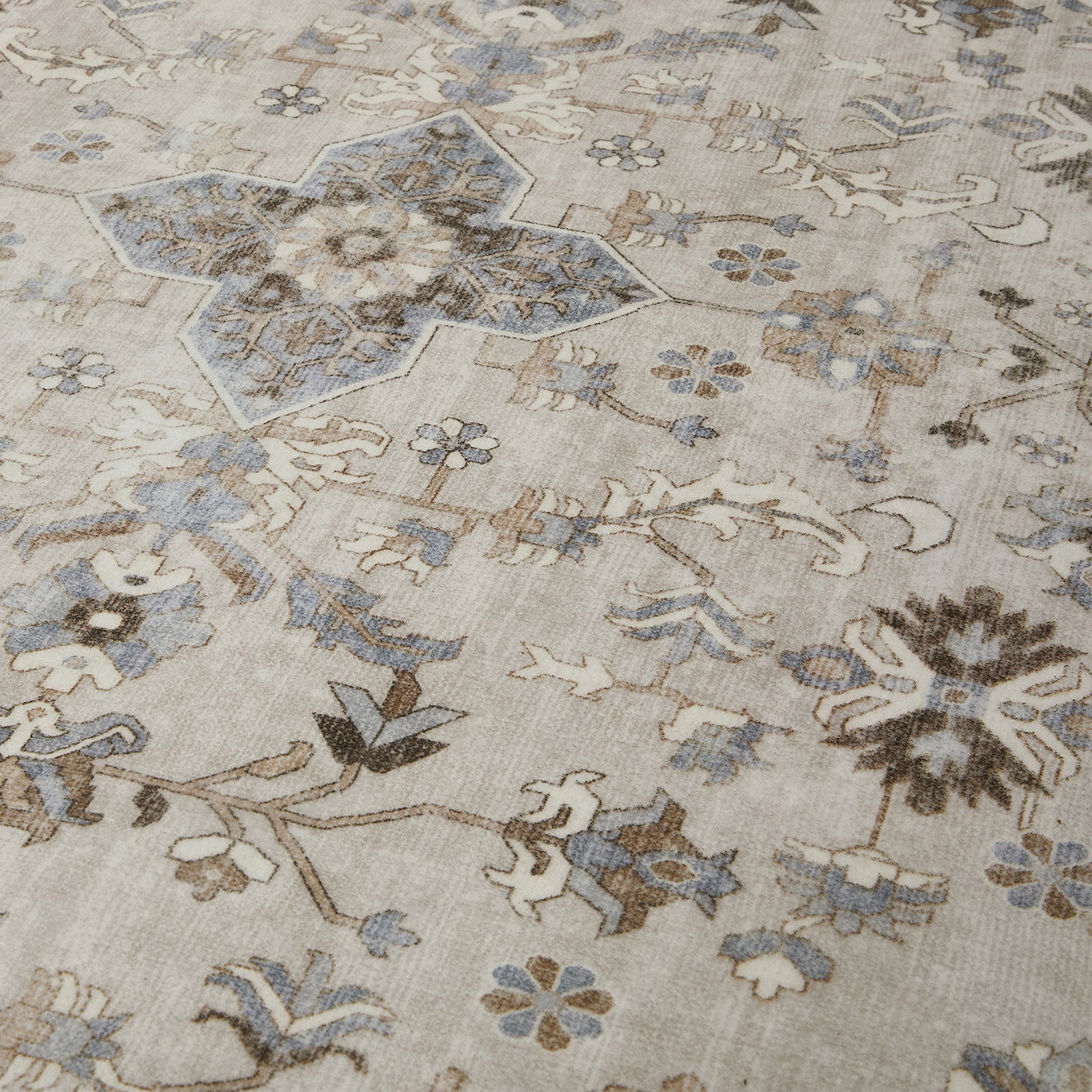 Oikiture Vintage Oriental Floral Area Rug Washable Low Pile Carpet 160X230cm