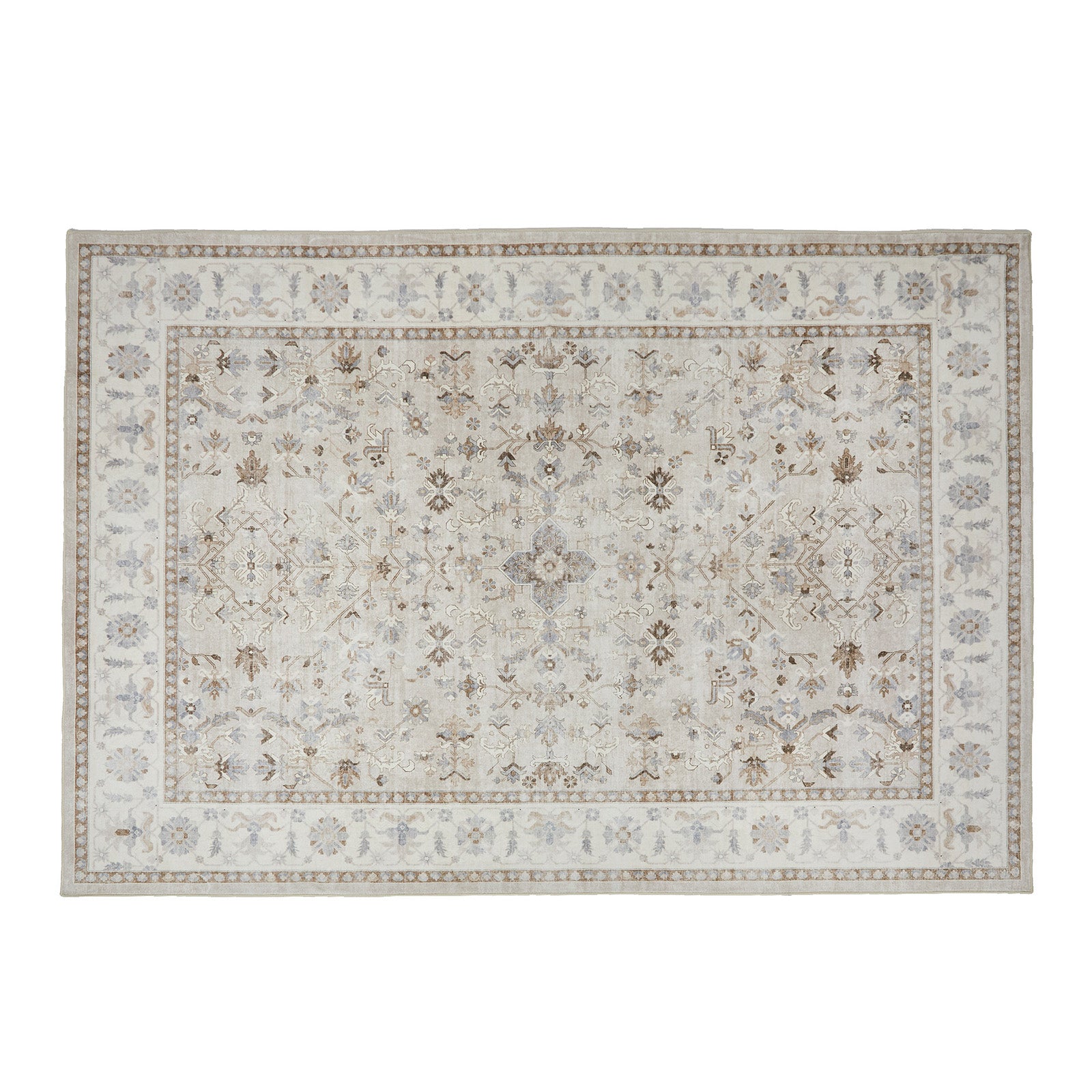 Oikiture Vintage Oriental Floral Area Rug Washable Low Pile Carpet 200X290cm