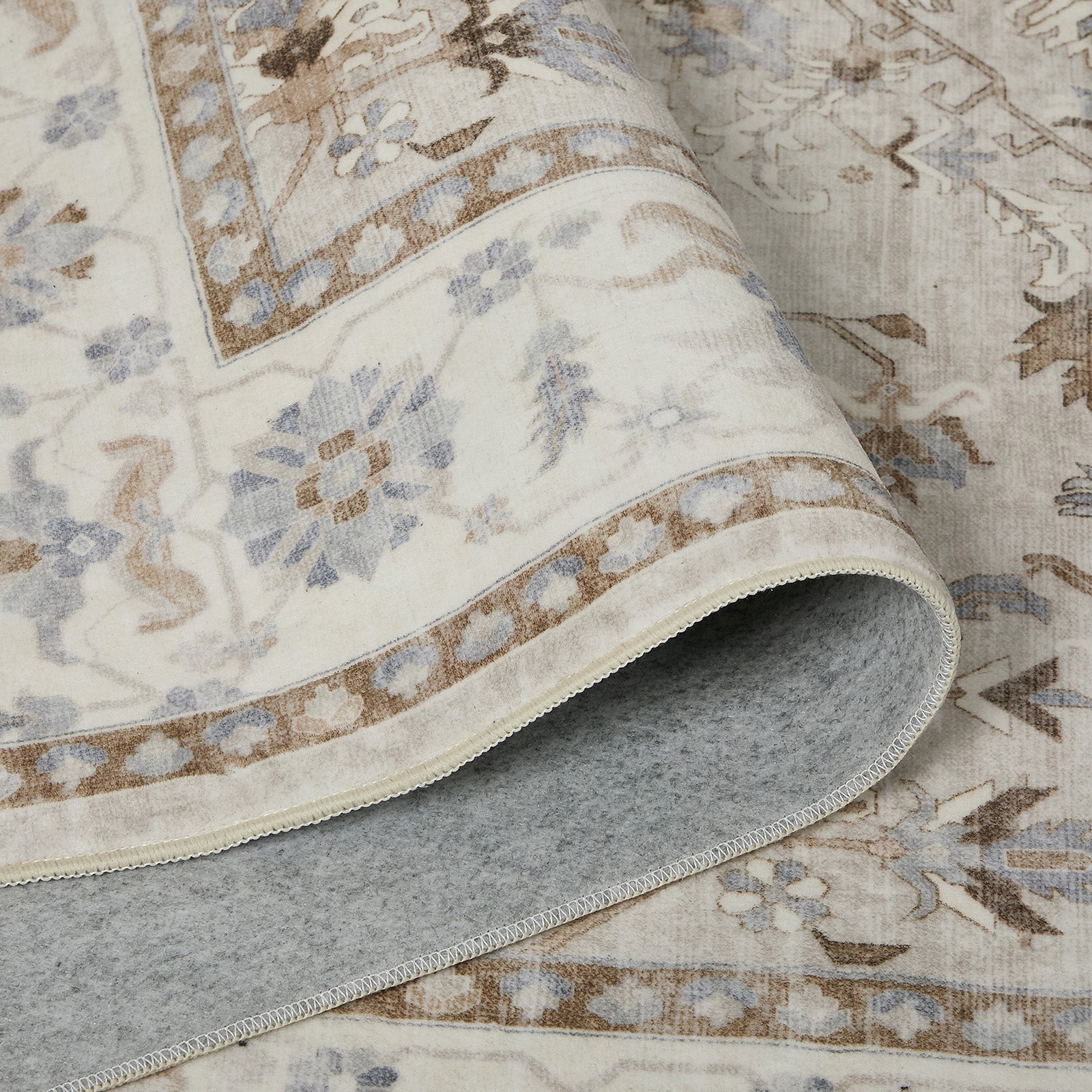 Oikiture Vintage Oriental Floral Area Rug Washable Low Pile Carpet 240X340cm