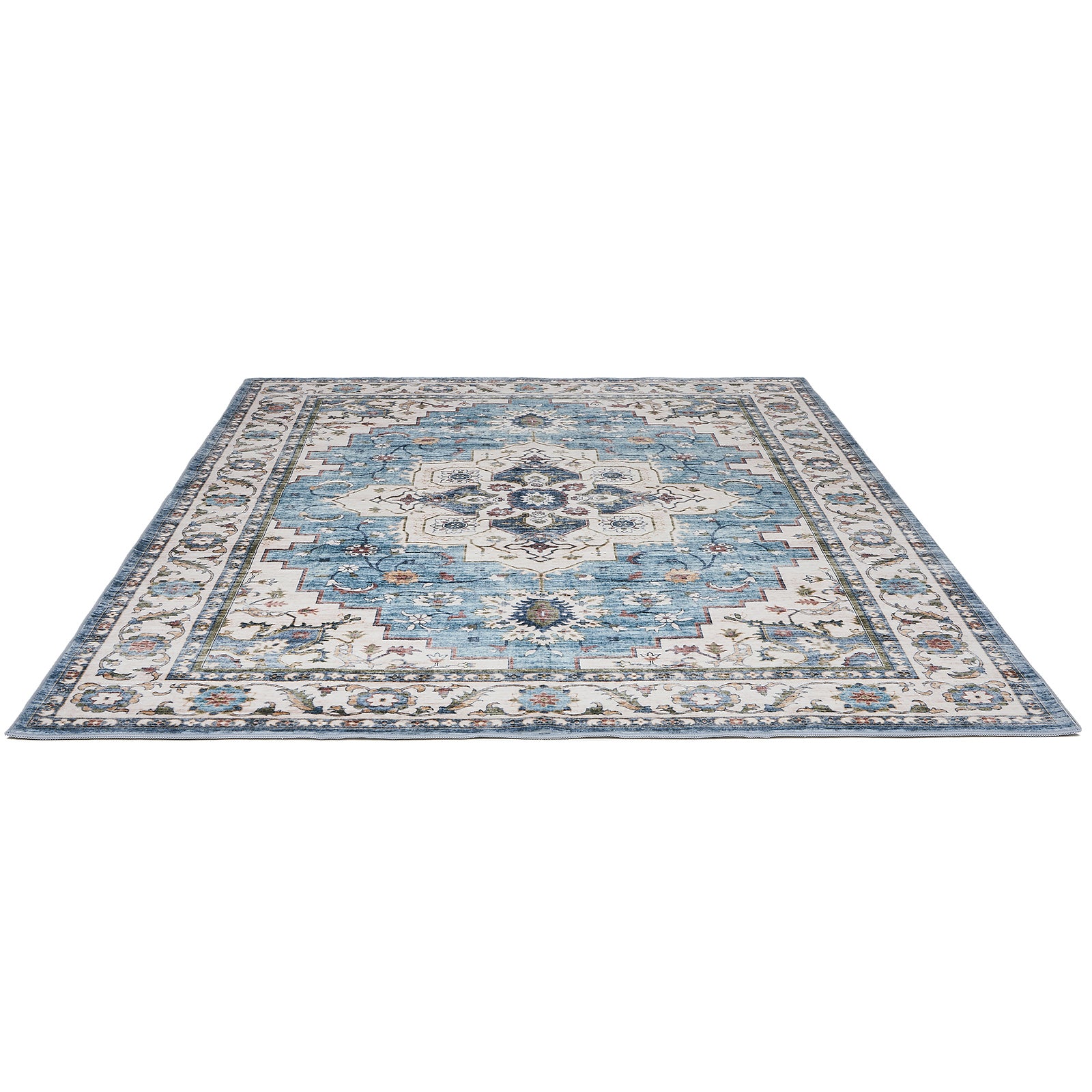 Oikiture Distressed Blue Persian Rug Washable Non Slip Floor Carpet 160X230cm
