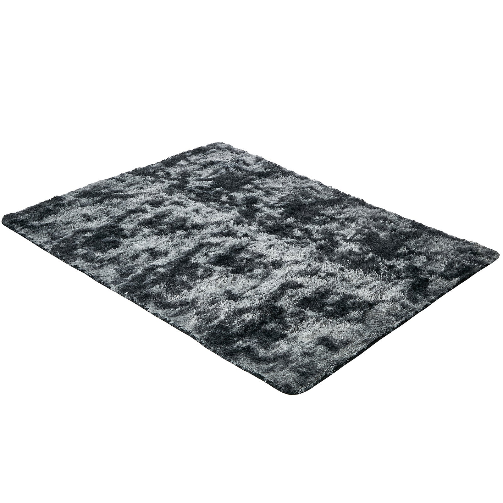 Oikiture Gradient Grey Fluffy Shag Rug Soft Plush Non Slip Floor Mat 160x230cm