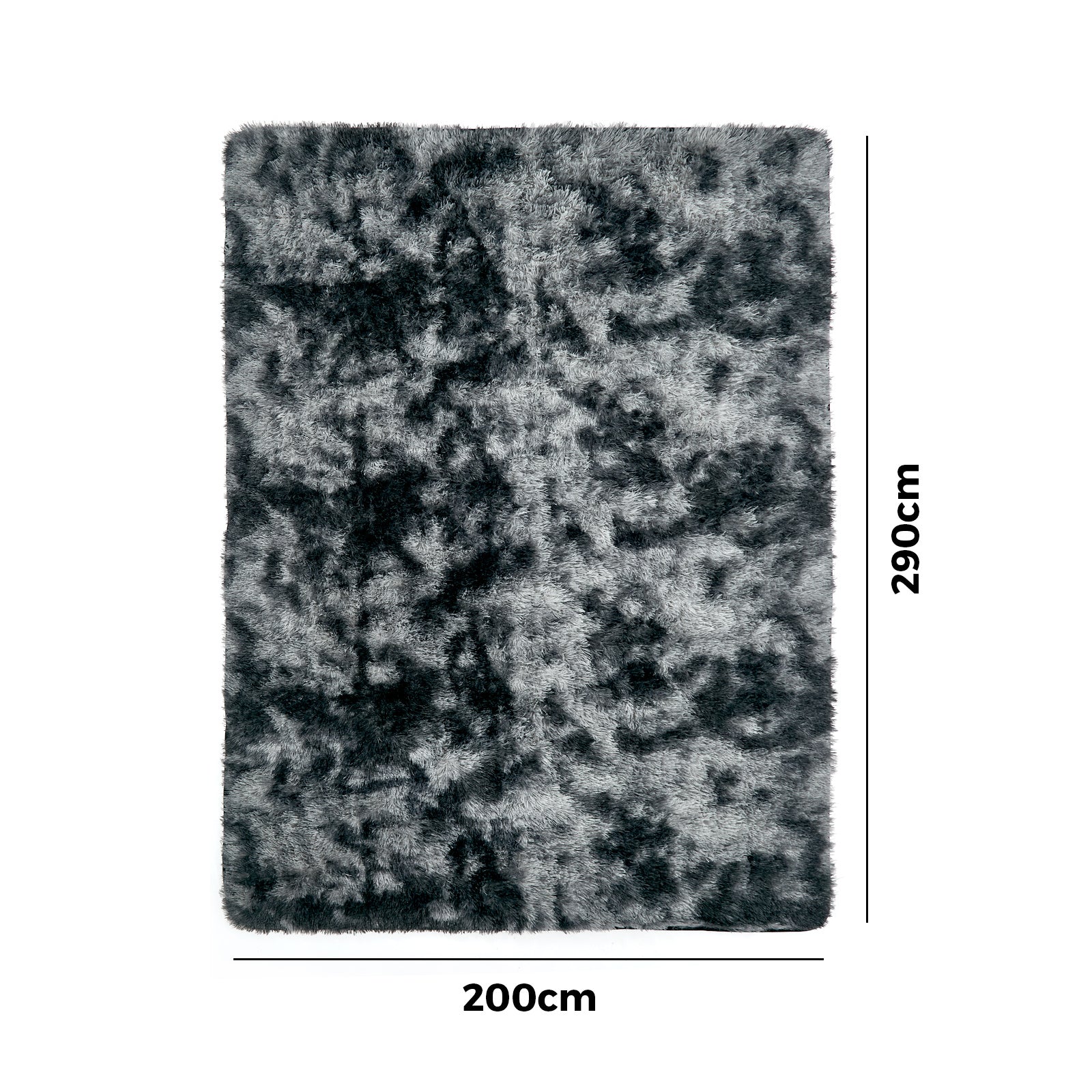 Oikiture Gradient Grey Fluffy Shag Rug Soft Plush Non Slip Floor Mat 200x290cm