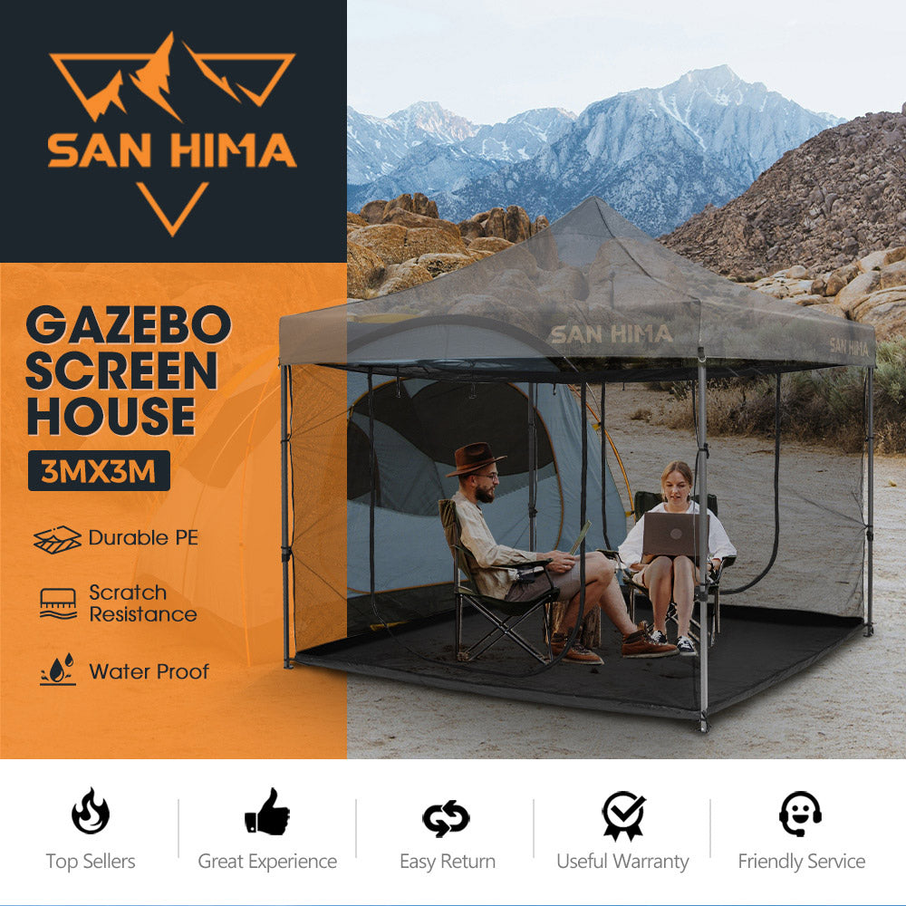 San Hima Portable Gazebo Screen House Waterproof 3m x 3m Zippered Outdoor Camping - Sunyee