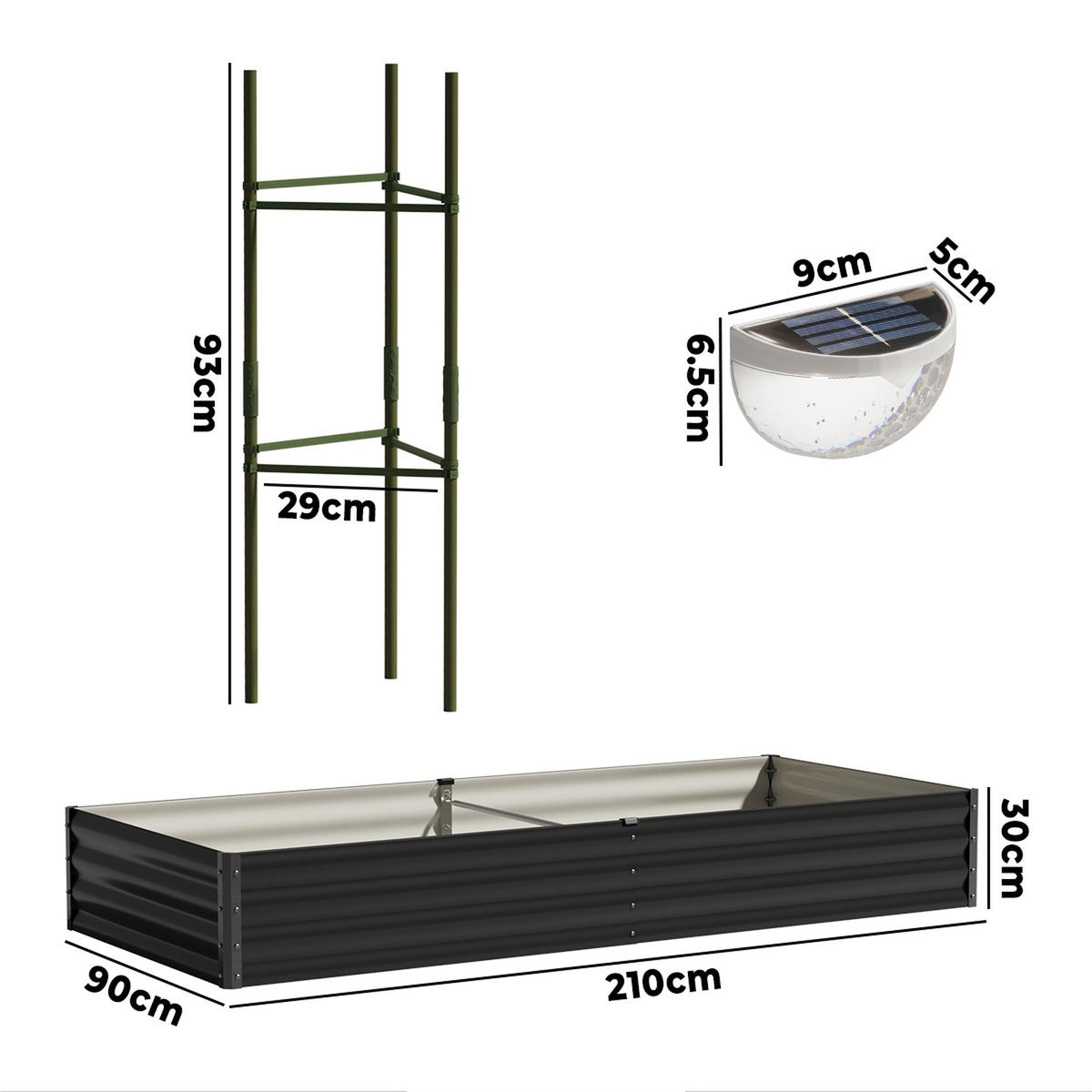 Livsip Garden Bed Garden Fence Raised Planter x 2 Galvanised Steel 210x90x30CM