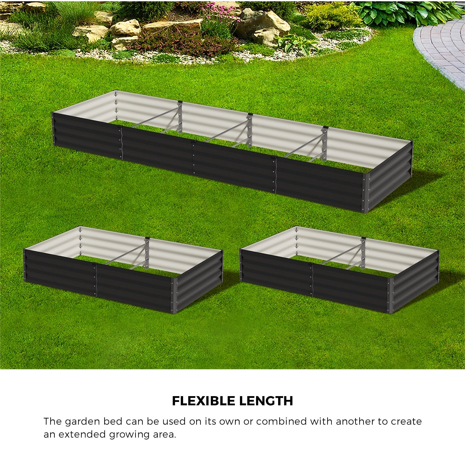 Livsip Garden Bed 290x90x30cm Planter Stand Box Raised Container Galvanise - Sunyee